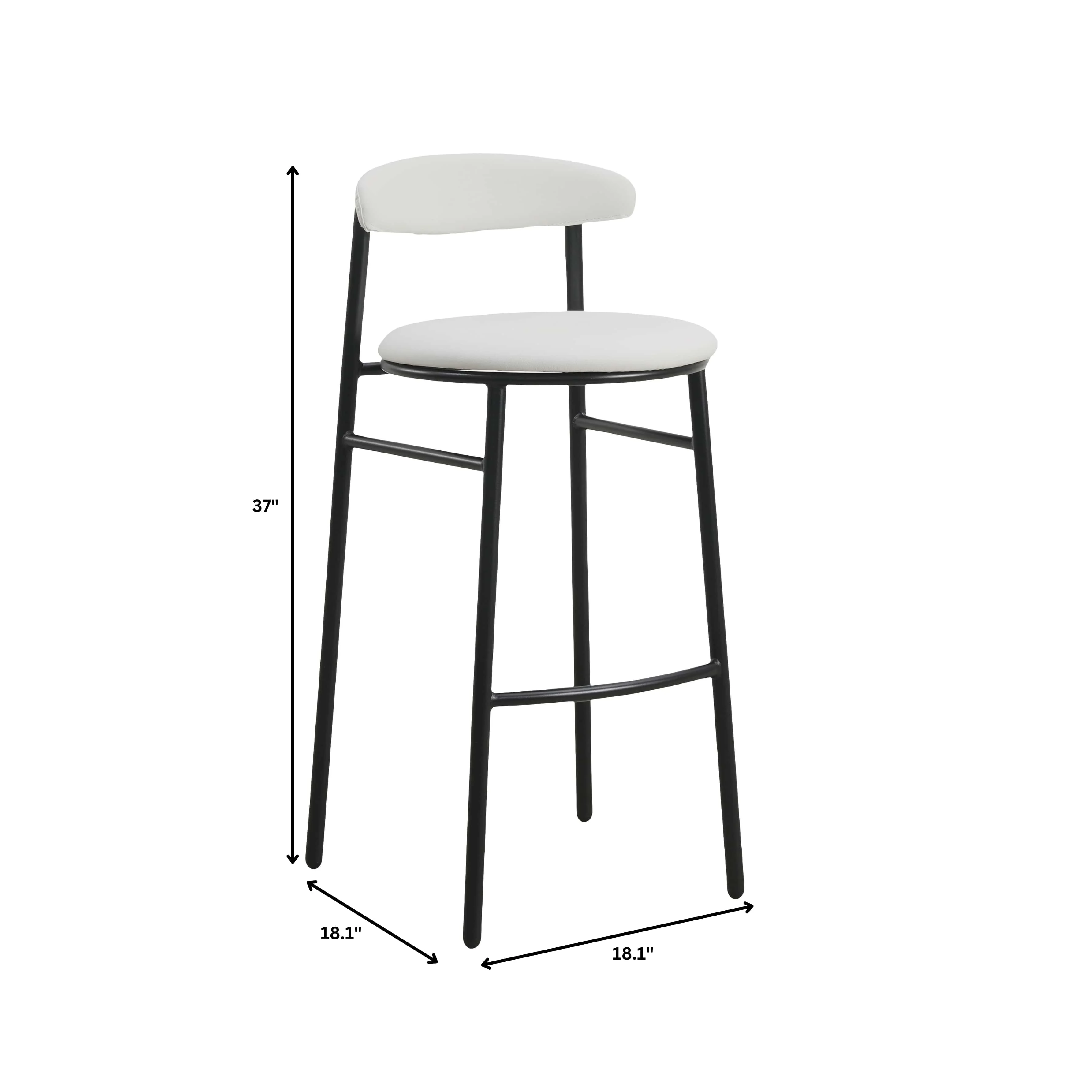 Lume Collection Modern Bar Stool in Grey Set of 2
