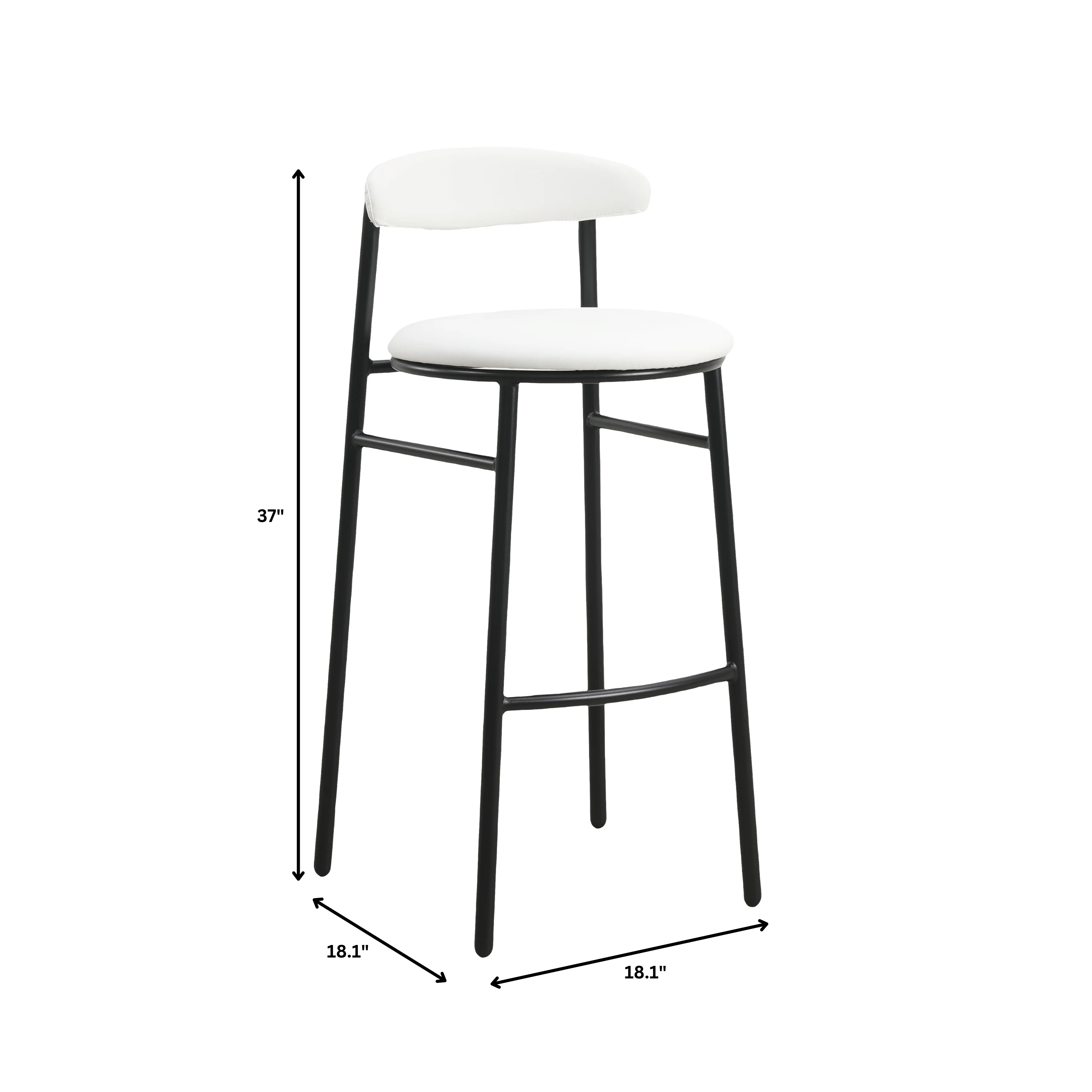 Lume Collection Modern Bar Stool in White