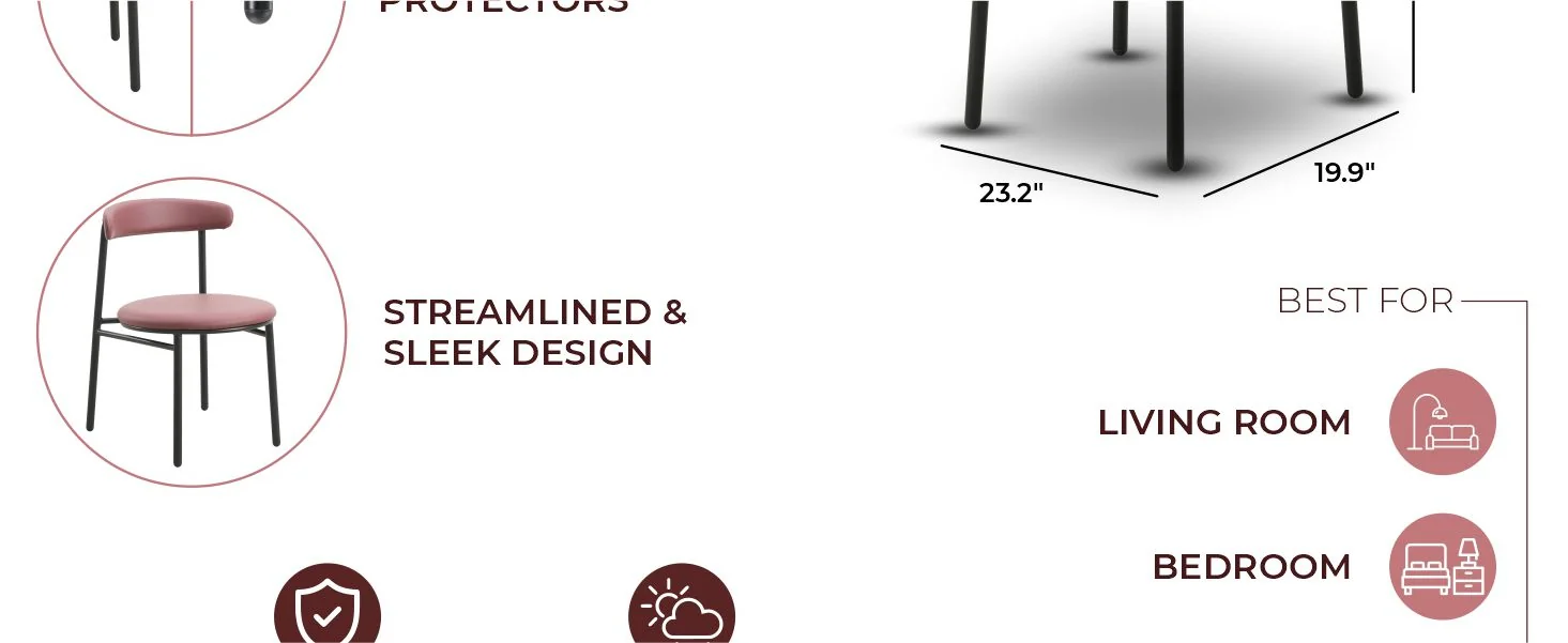 Lume Collection Modern Dining Chair in Burgundy