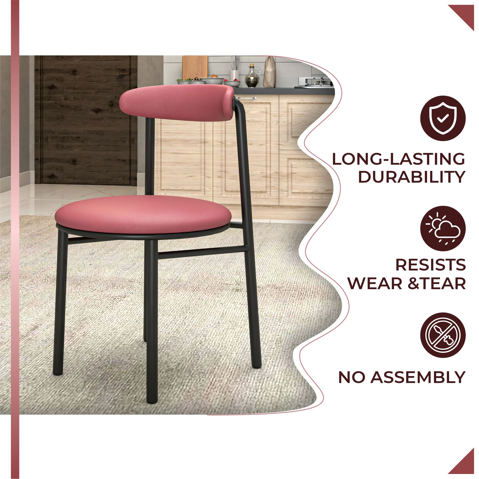Lume Collection Modern Dining Chair in Burgundy