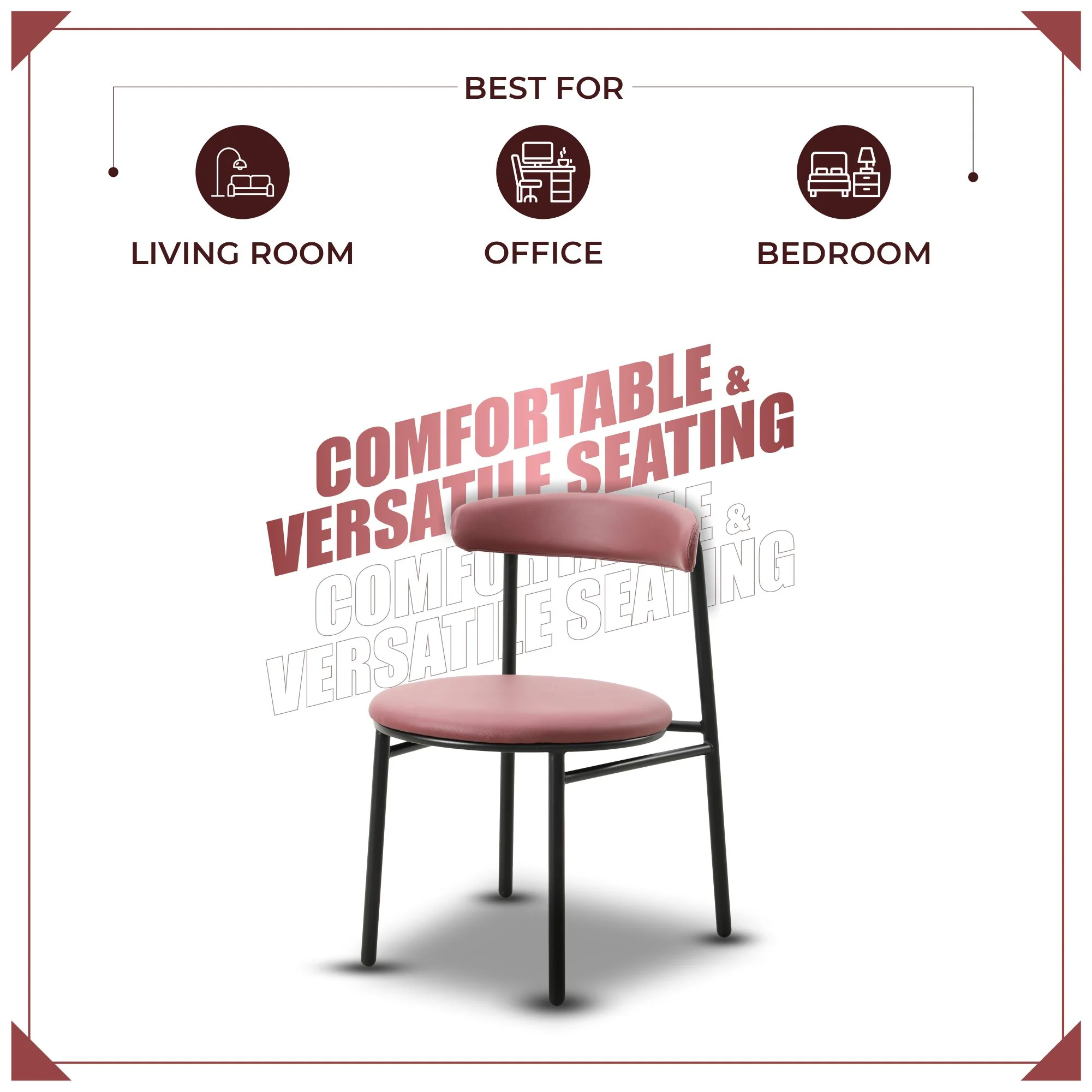 Lume Collection Modern Dining Chair in Burgundy