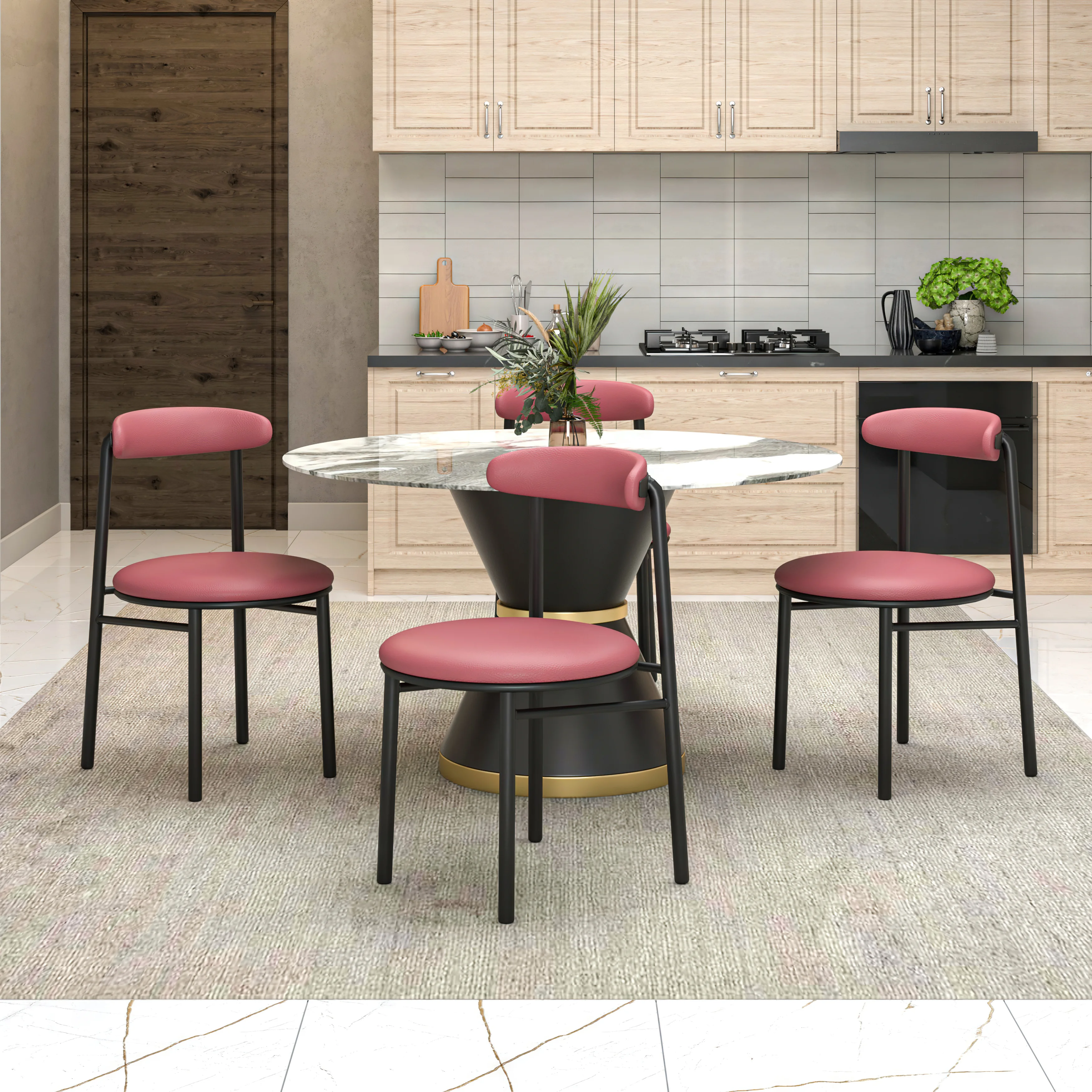 Lume Collection Modern Dining Chair in Burgundy Set of 2
