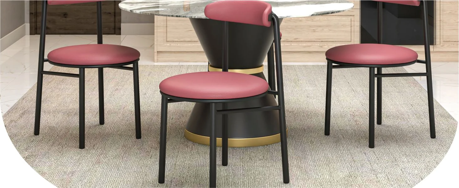 Lume Collection Modern Dining Chair in Burgundy Set of 4