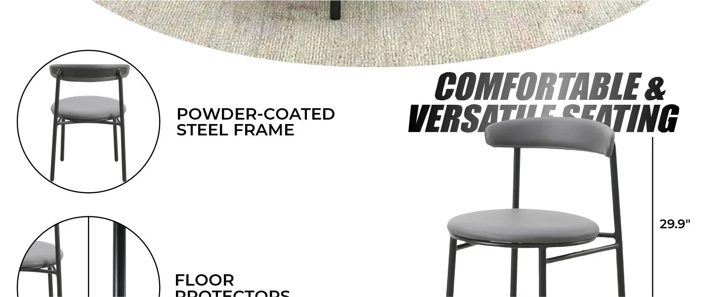 Lume Collection Modern Dining Chair in Charcoal Set of 2