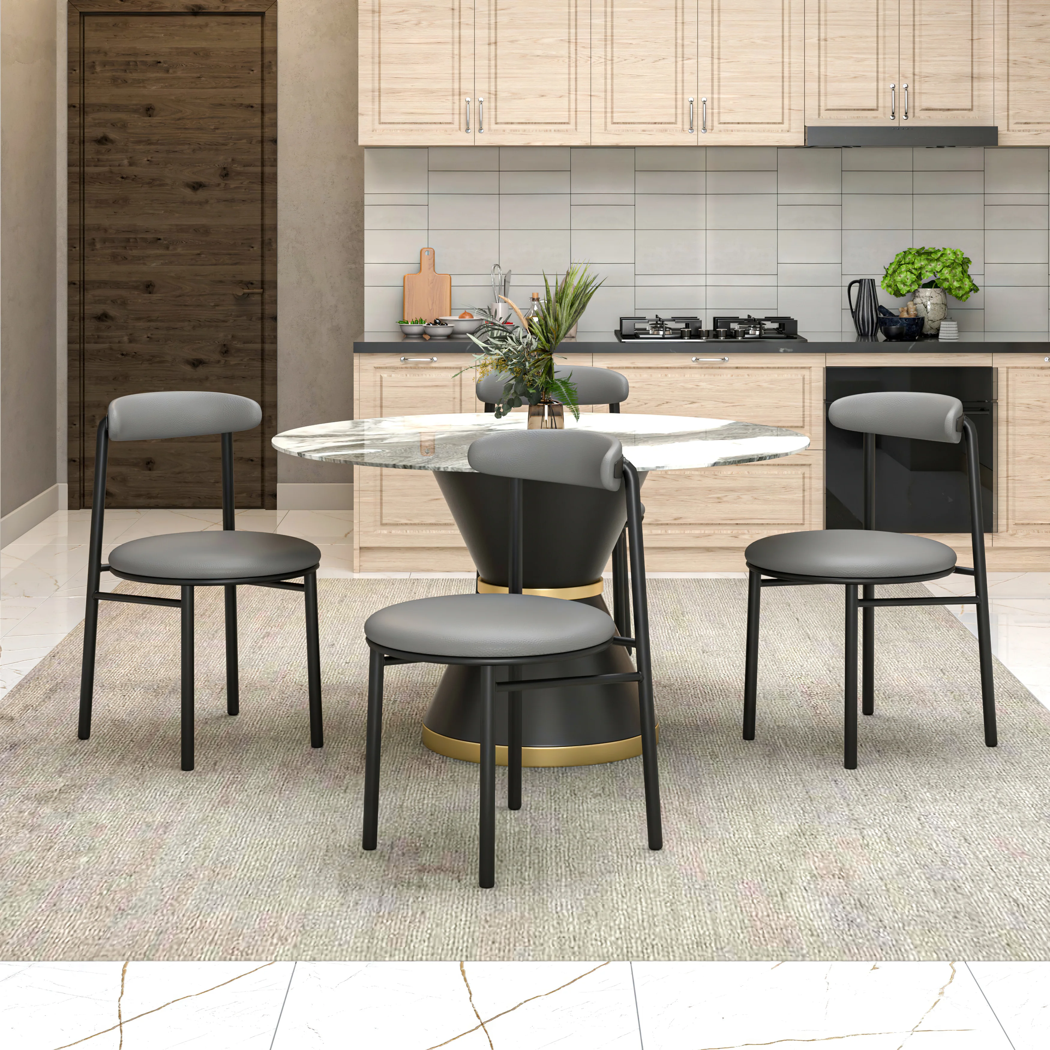 Lume Collection Modern Dining Chair in Charcoal Set of 4