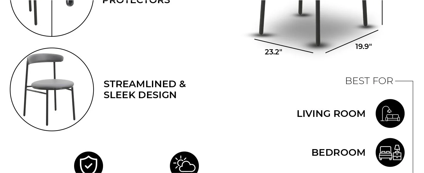 Lume Collection Modern Dining Chair in Charcoal Set of 4