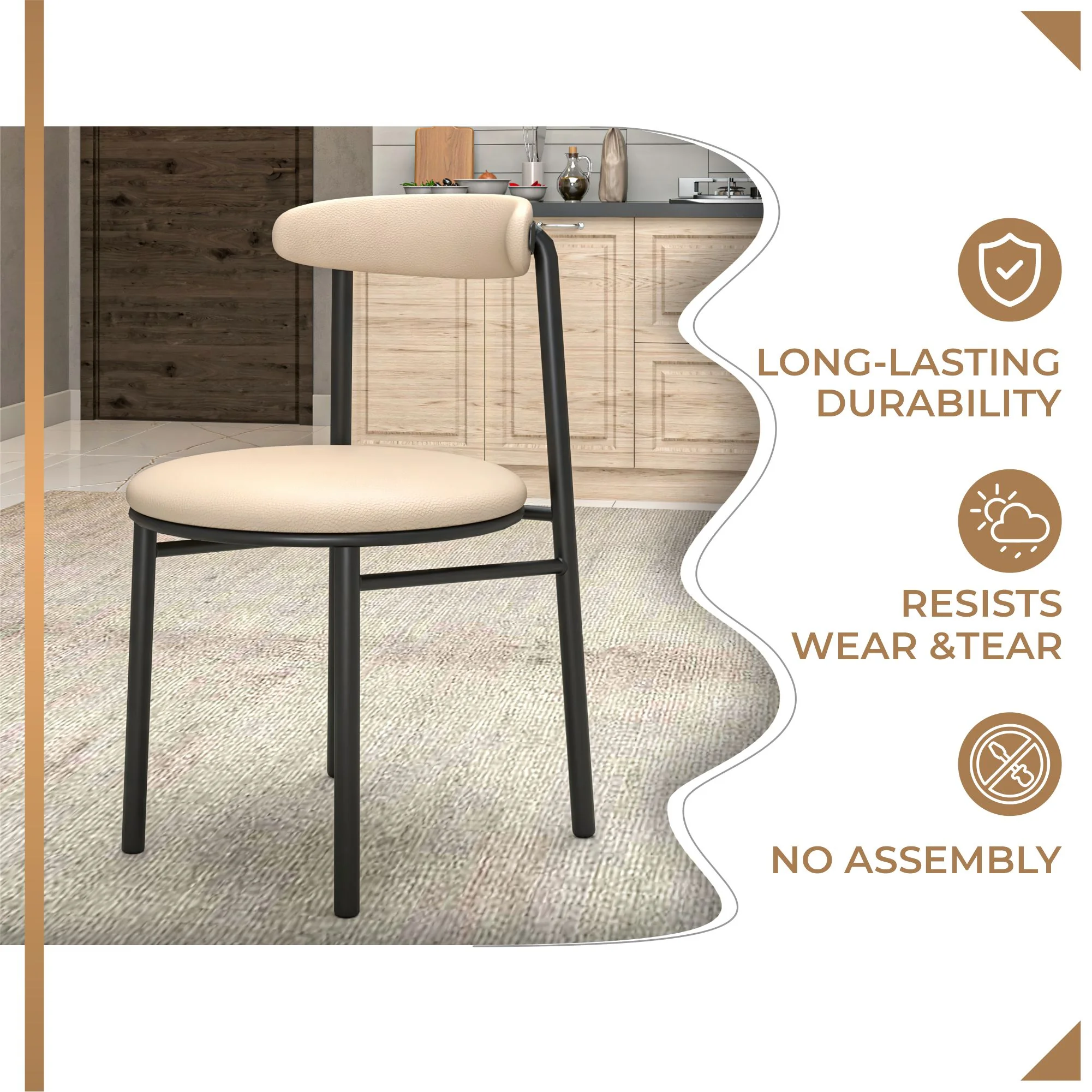 Lume Collection Modern Dining Chair in Dark Toupe