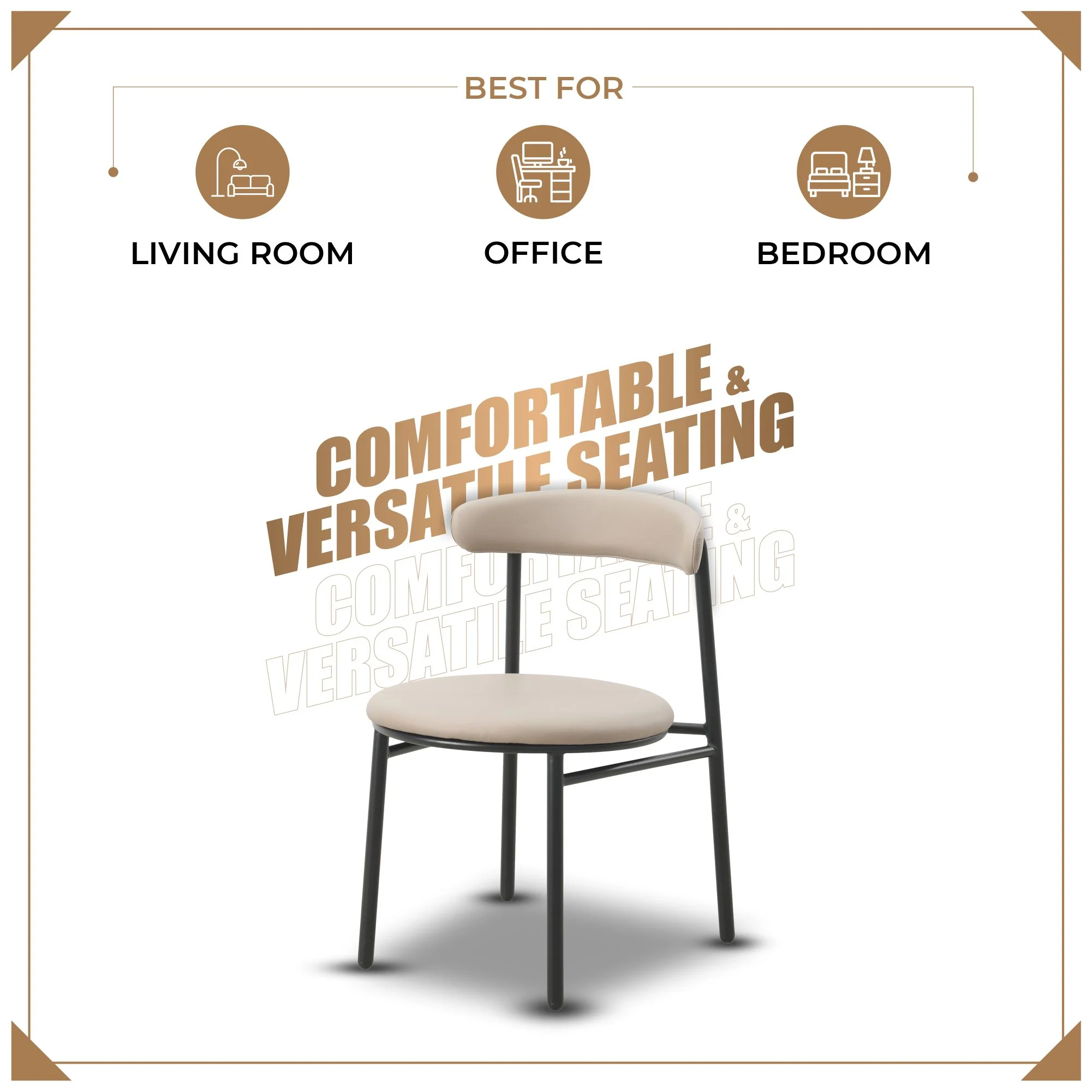 Lume Collection Modern Dining Chair in Dark Taupe Set of 2