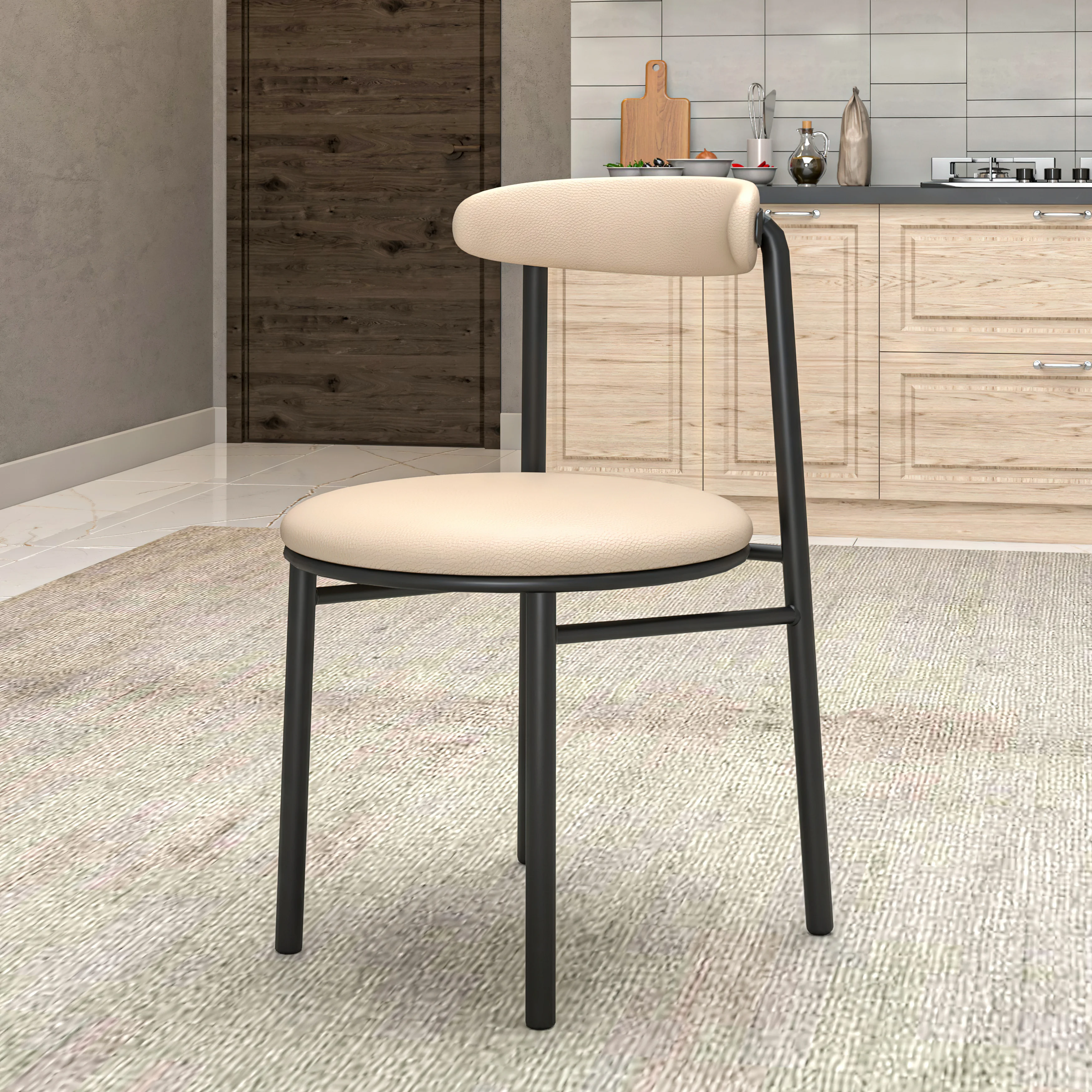 Lume Collection Modern Dining Chair in Dark Taupe Set of 2