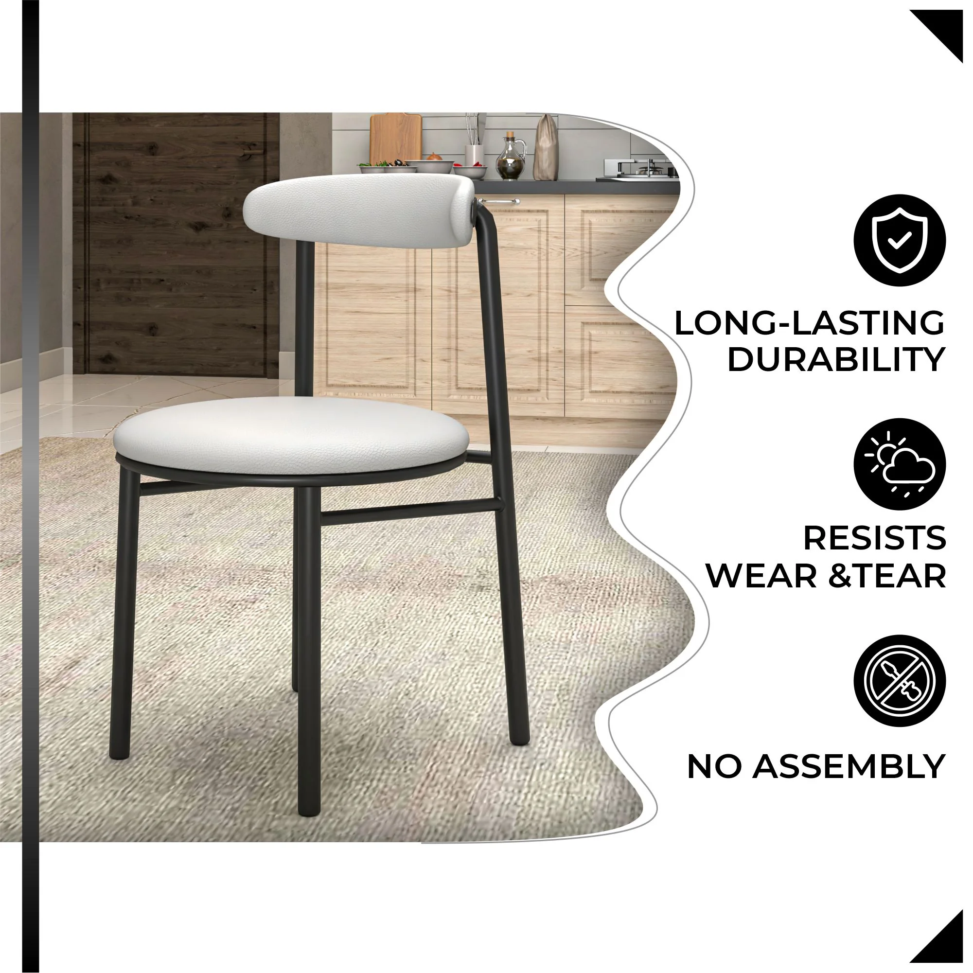 Lume Collection Modern Dining Chair in Grey Set of 2