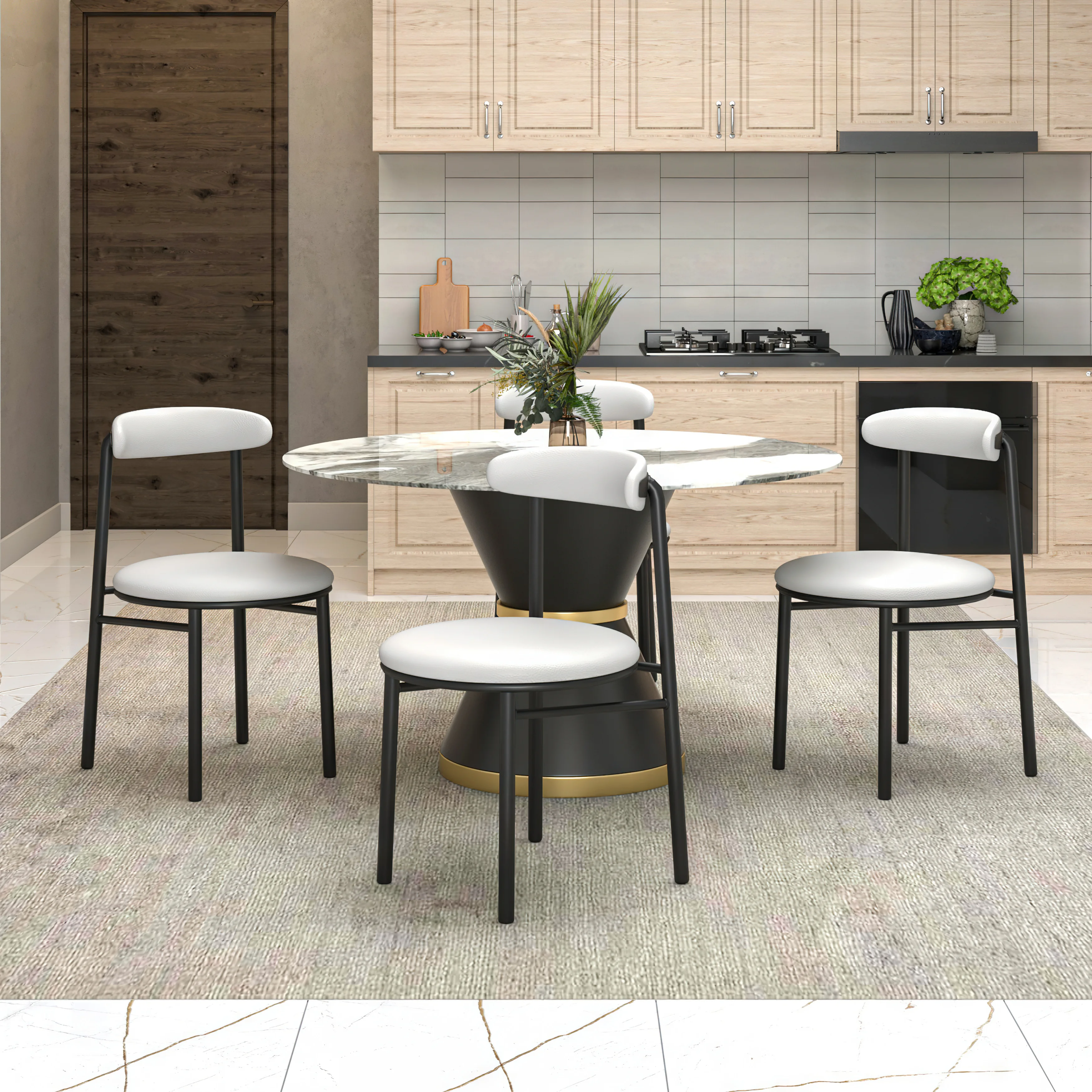 Lume Collection Modern Dining Chair in Grey Set of 4