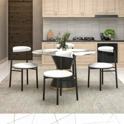 Lume Collection Modern Dining Chair in White Set of 2