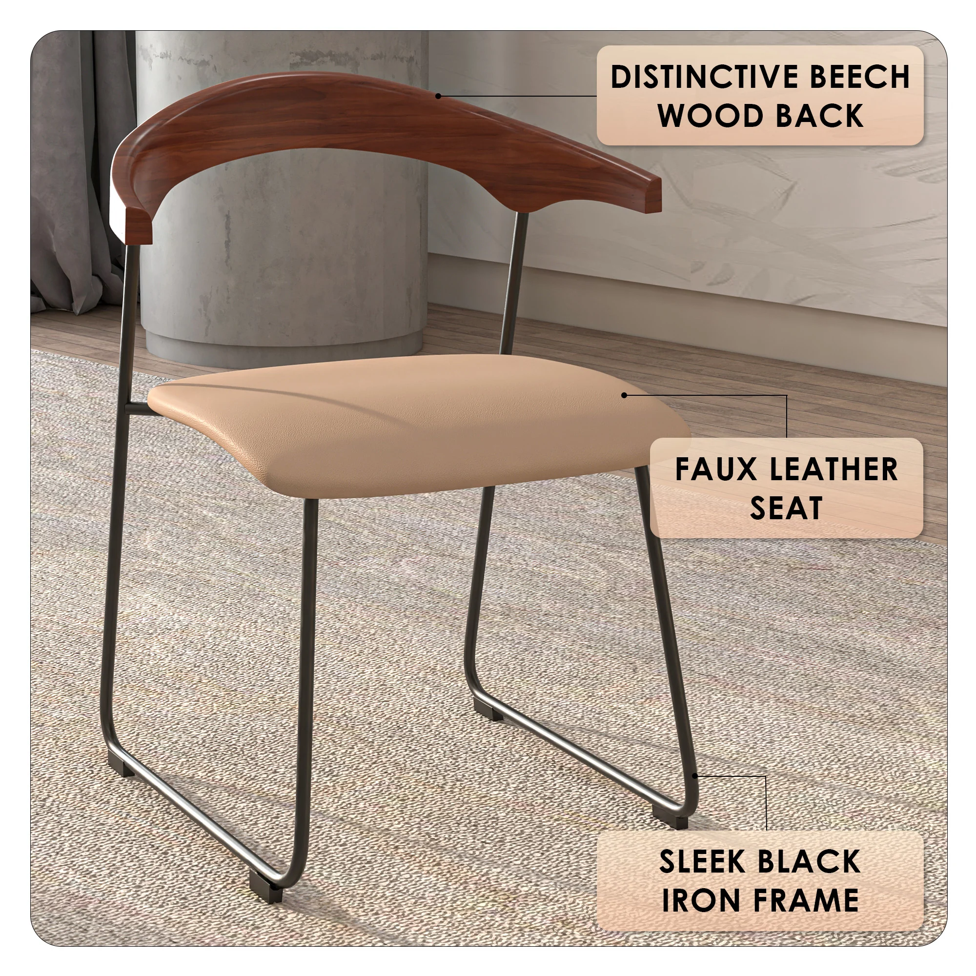 Lyra Collection Modern Chair in Dark Wood back and Taupe Seat