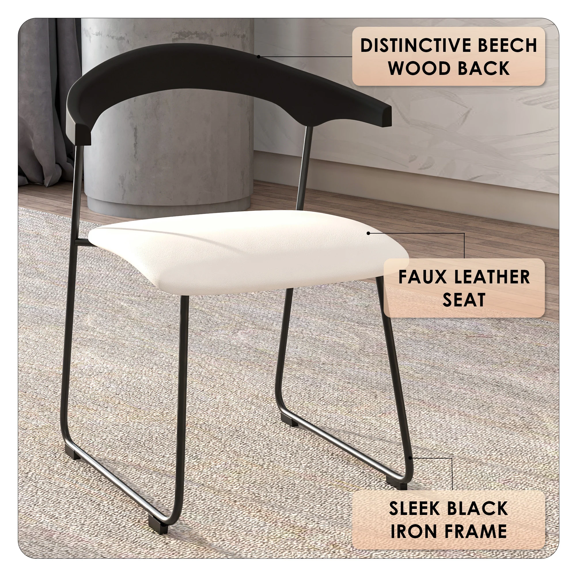 Lyra Collection Modern Chair in Black back and White Seat