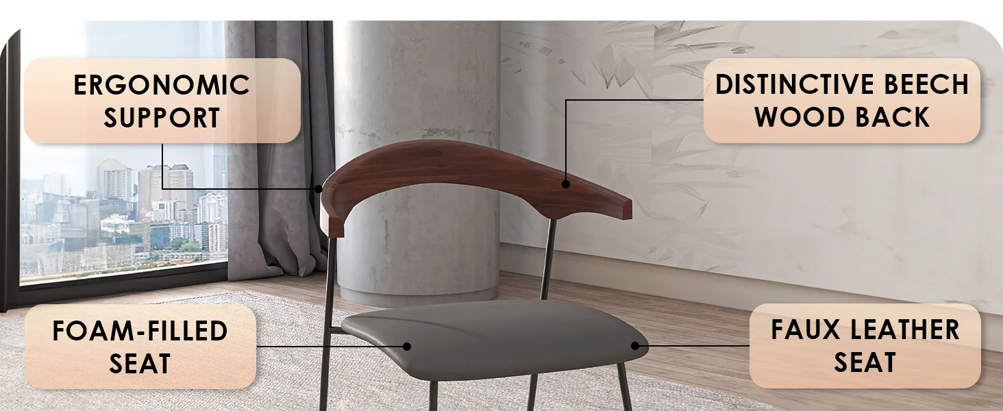 Lyra Collection Modern Chair in Black Walnut Color back and Black Seat