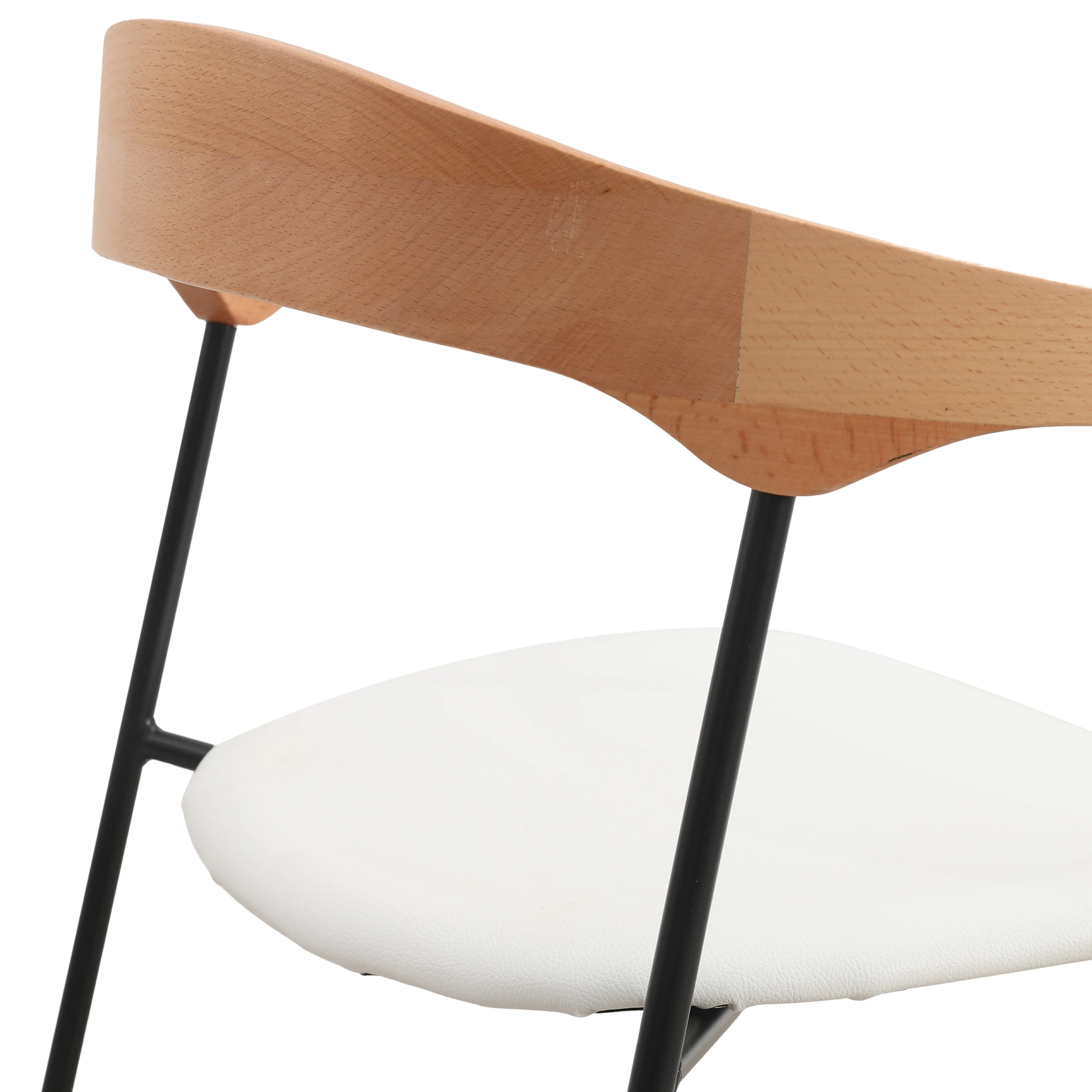 Lyra Collection Modern Chair in Natural Wood back and White Seat