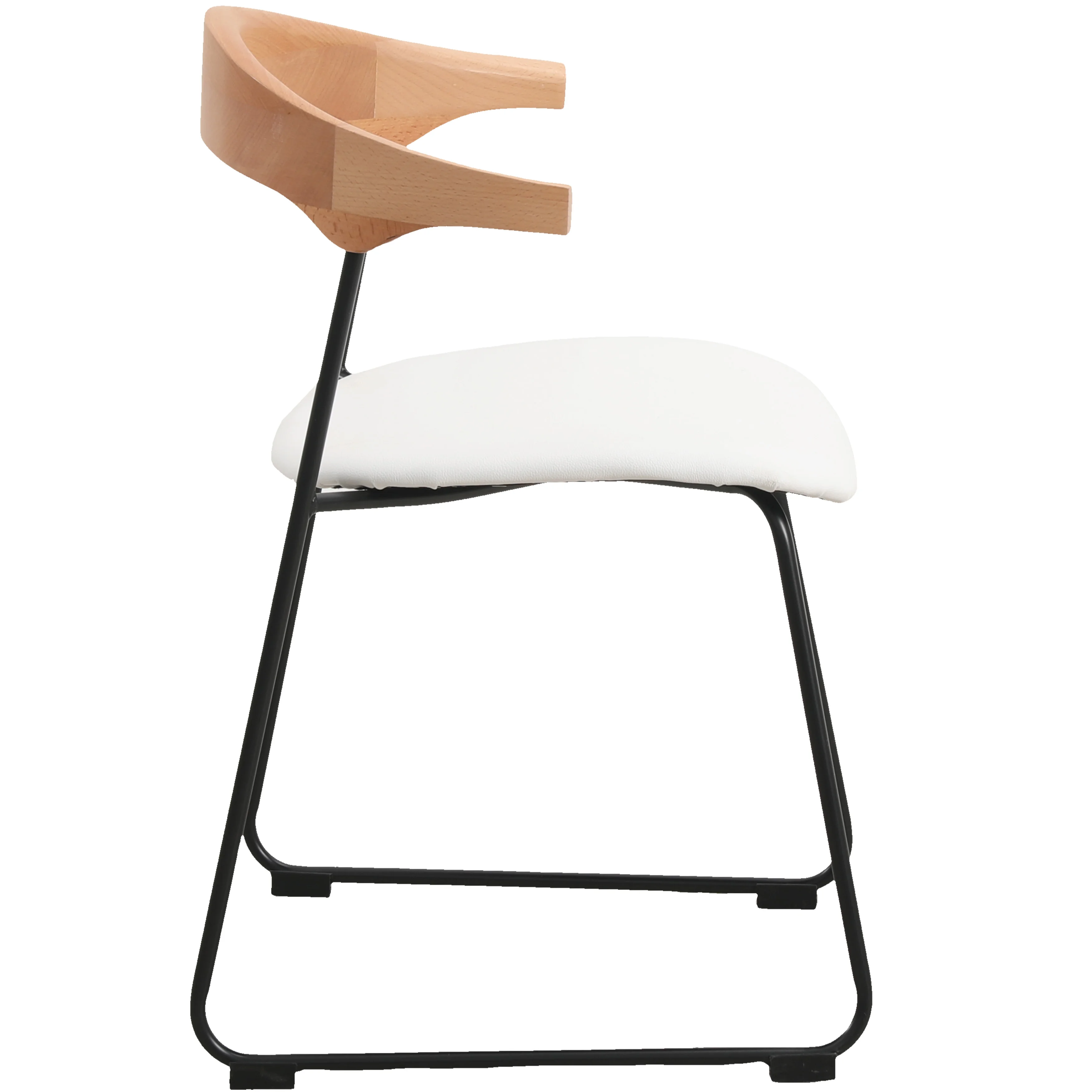 Lyra Collection Modern Chair in Natural Wood back and White Seat