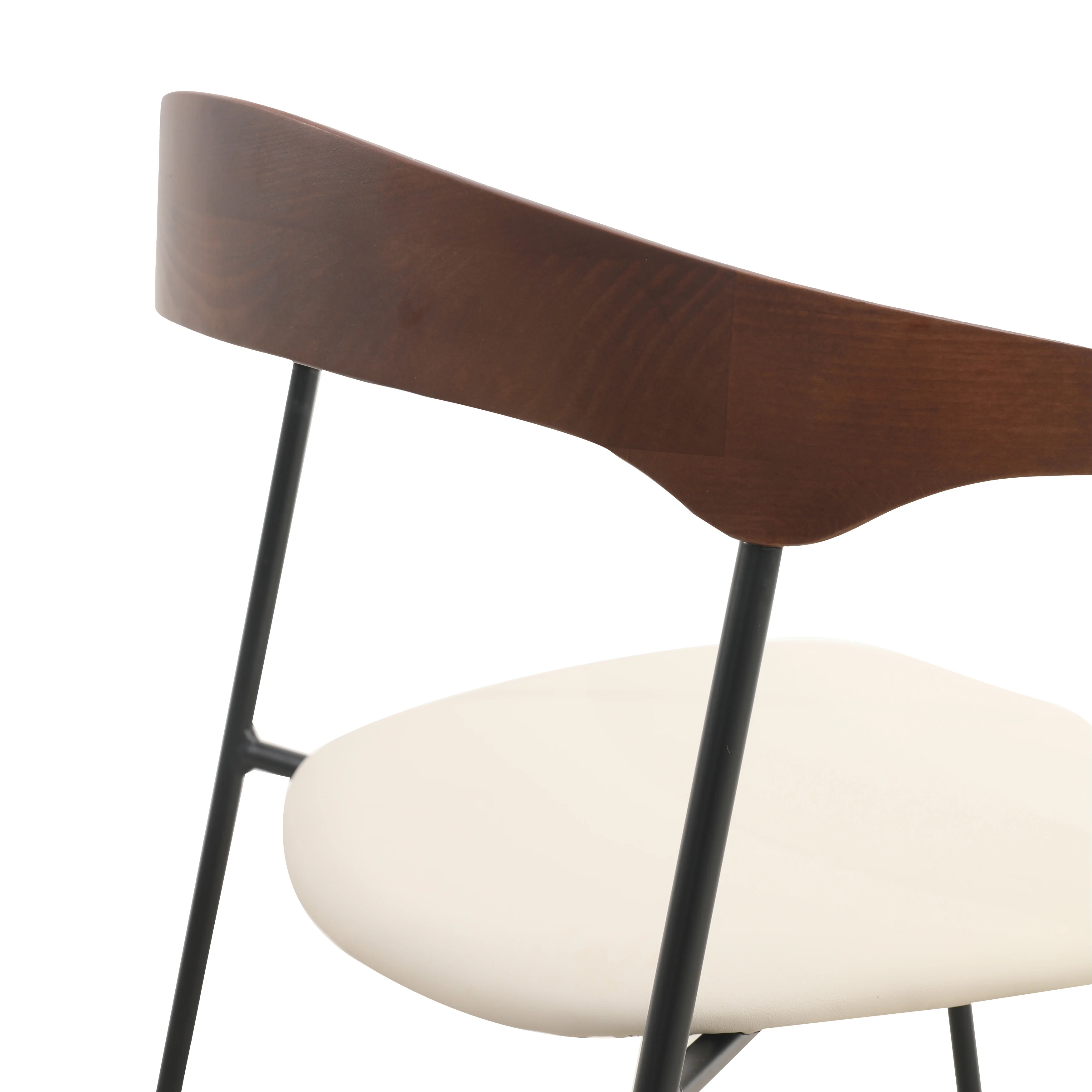 Lyra Collection Modern Chair in Walnut Color back and Taupe Seat