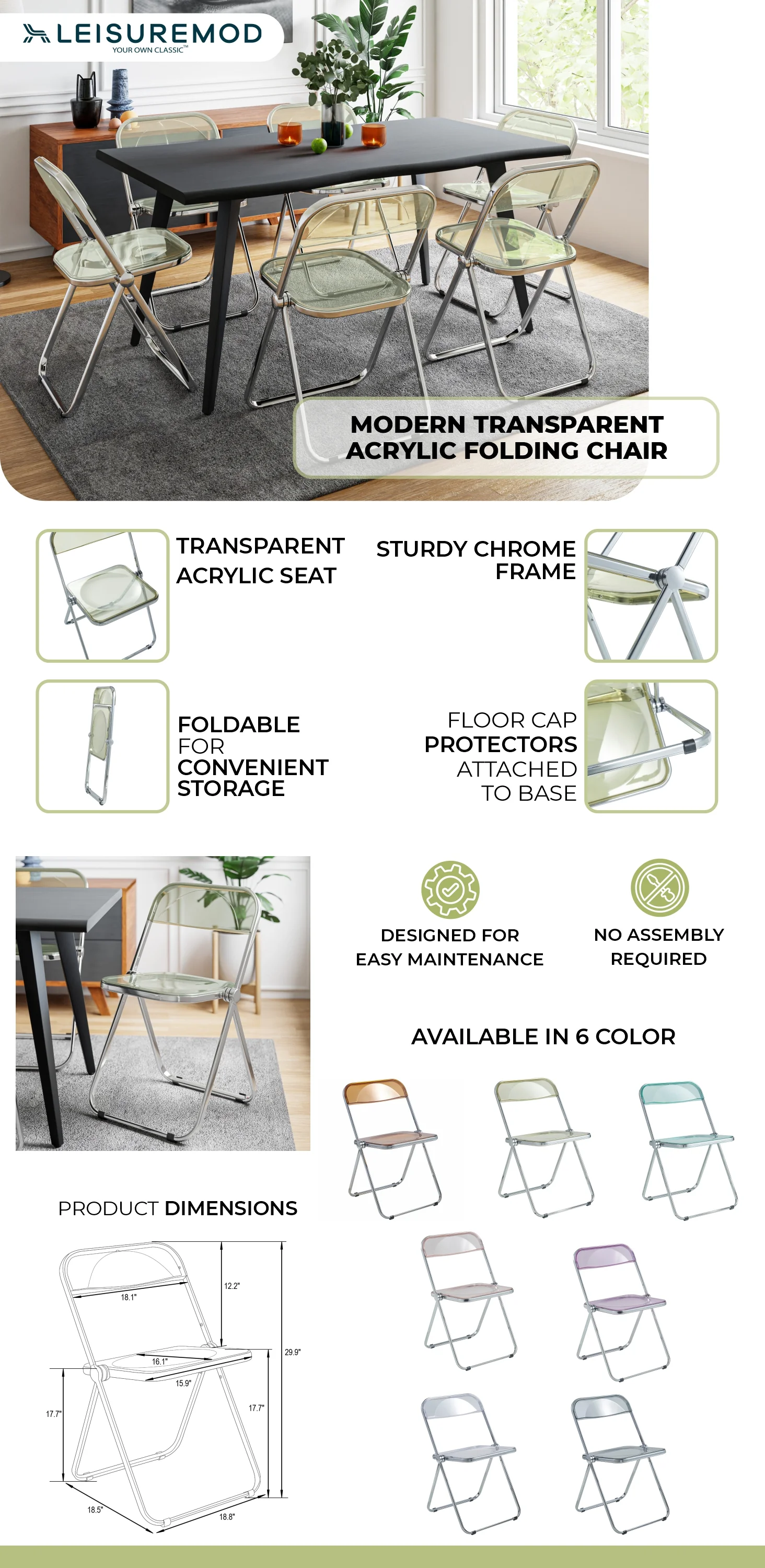 Lawrence Acrylic Folding Chair With Metal Frame