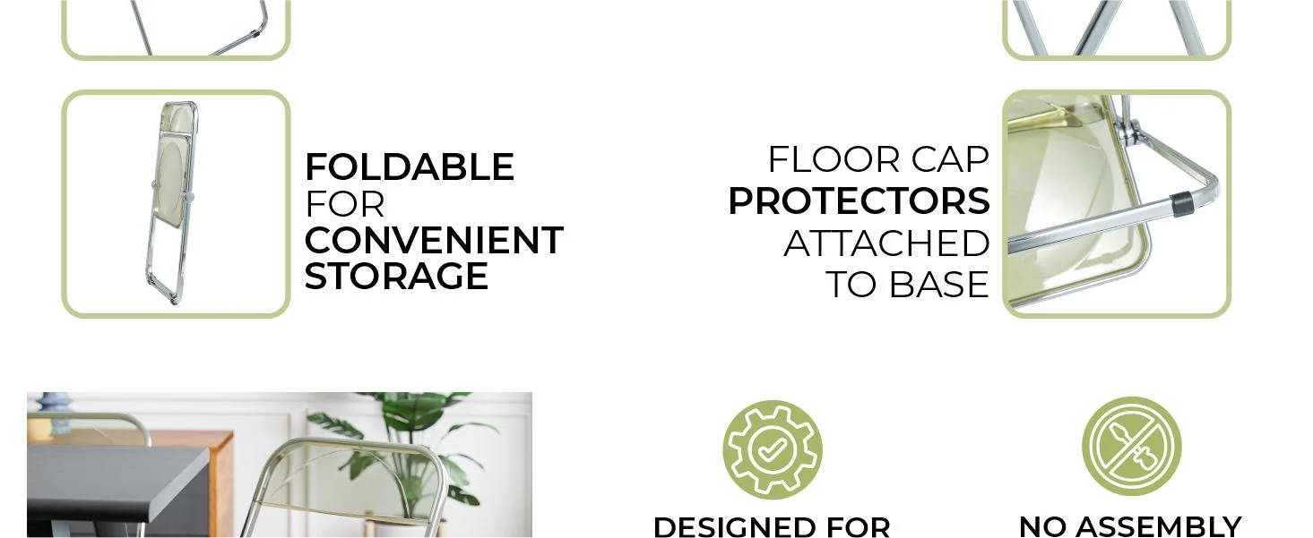 Lawrence Acrylic Folding Chair With Metal Frame