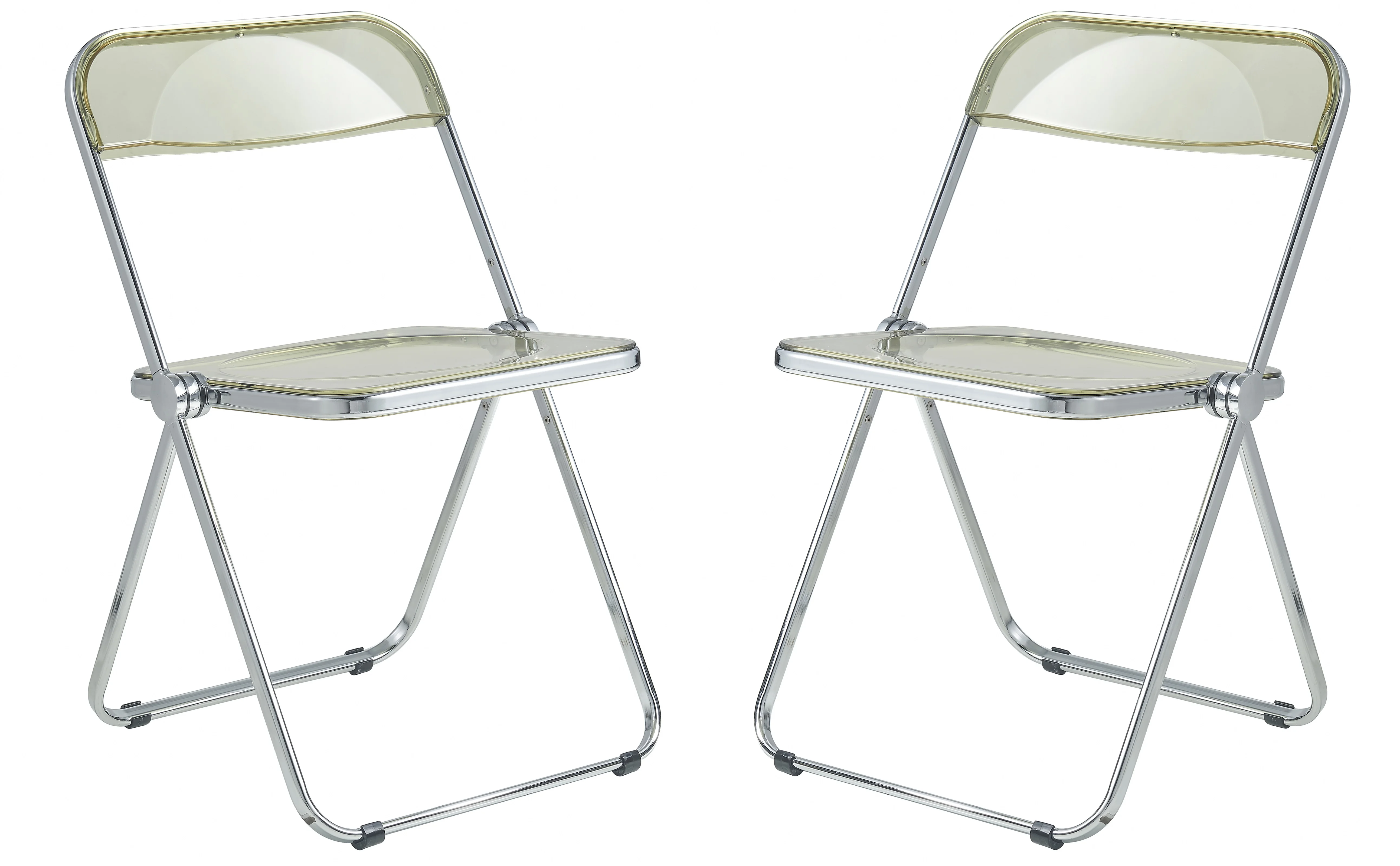 Lawrence Acrylic Folding Chair With Metal Frame, Set of 2