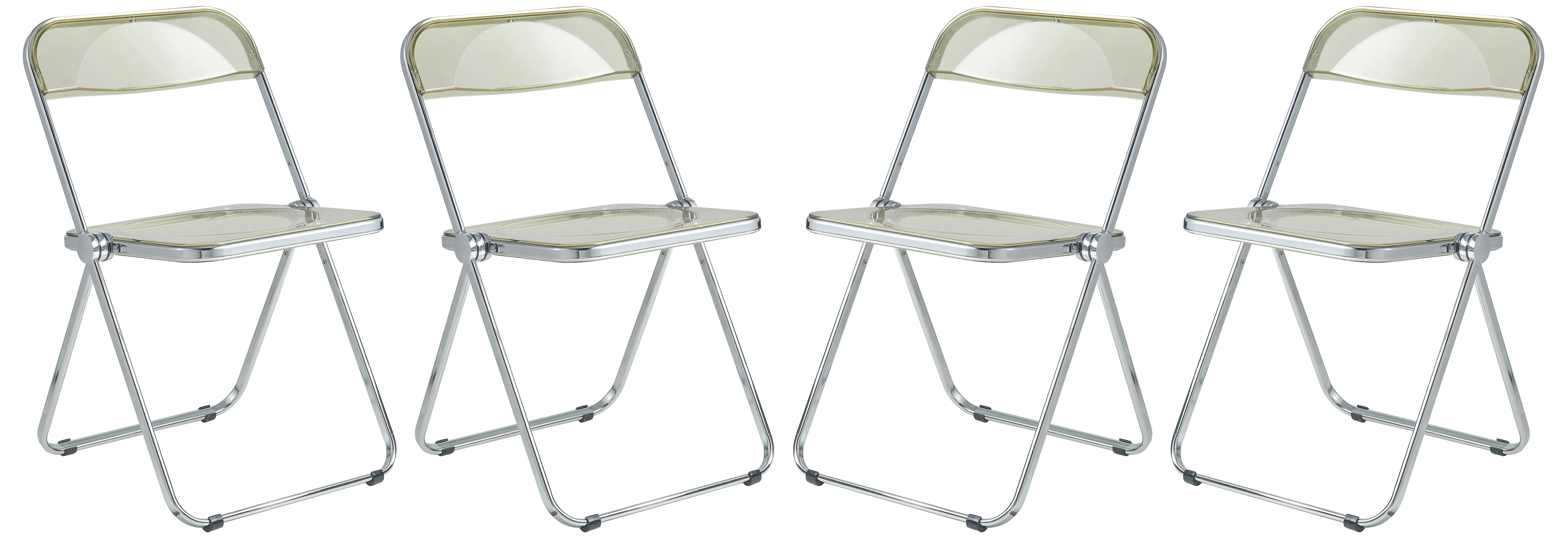 Lawrence Acrylic Folding Chair With Metal Frame, Set of 4