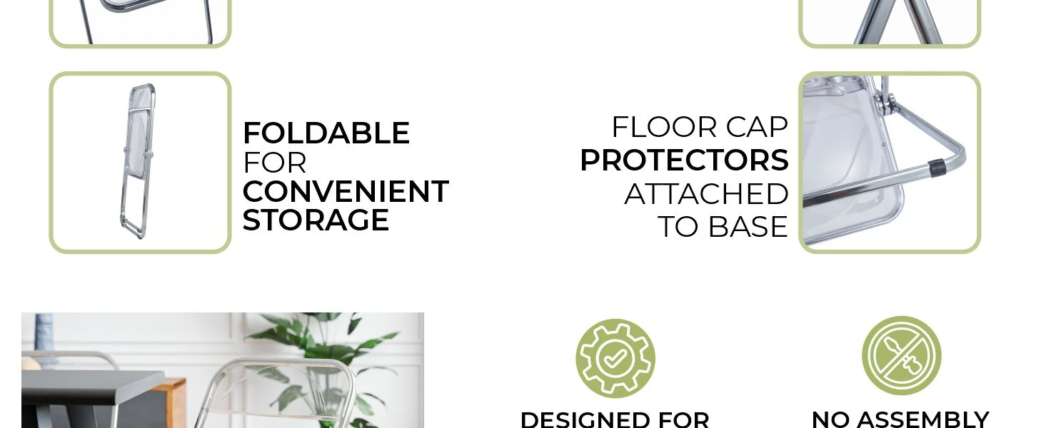 Lawrence Acrylic Folding Chair With Metal Frame