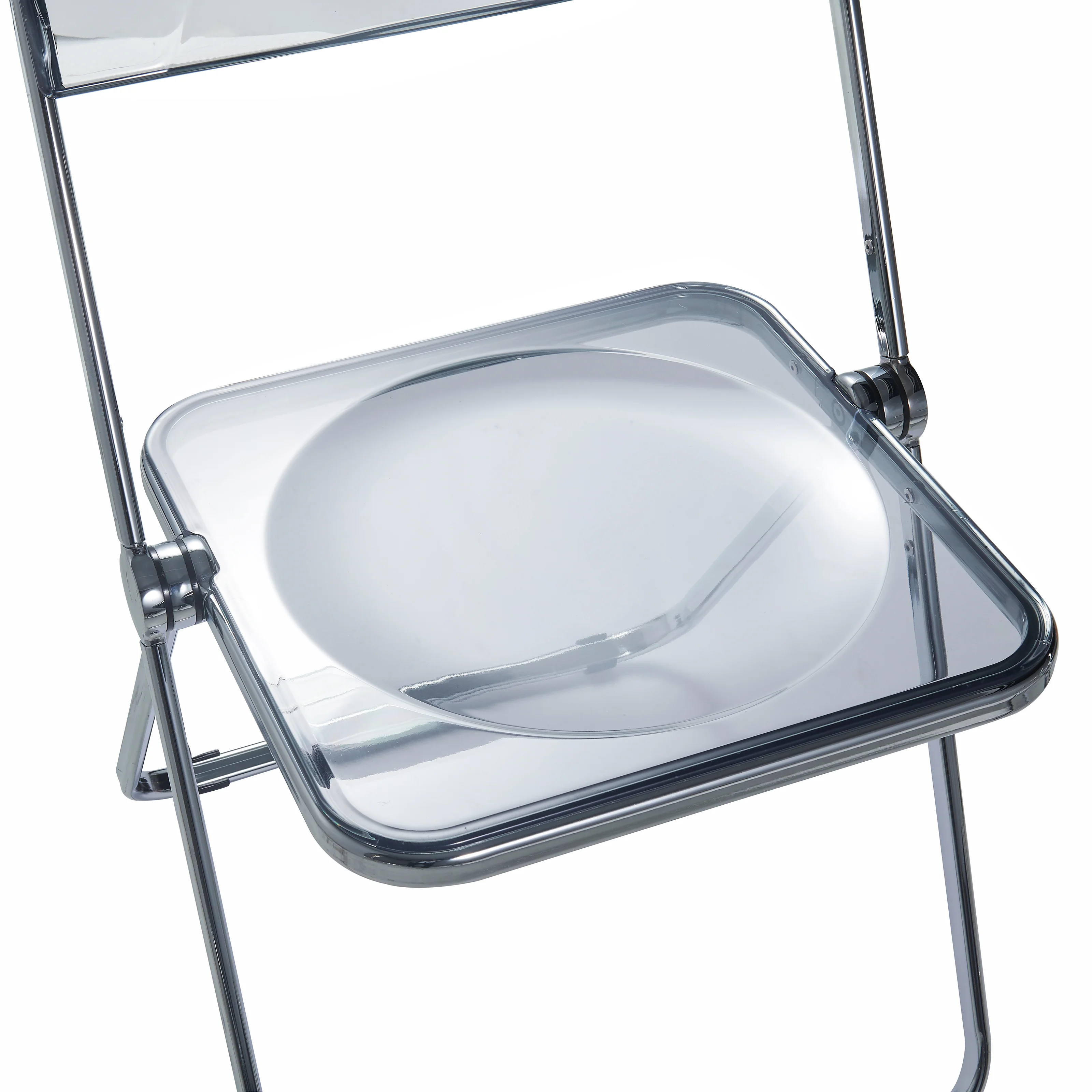 Lawrence Acrylic Folding Chair With Metal Frame, Set of 2