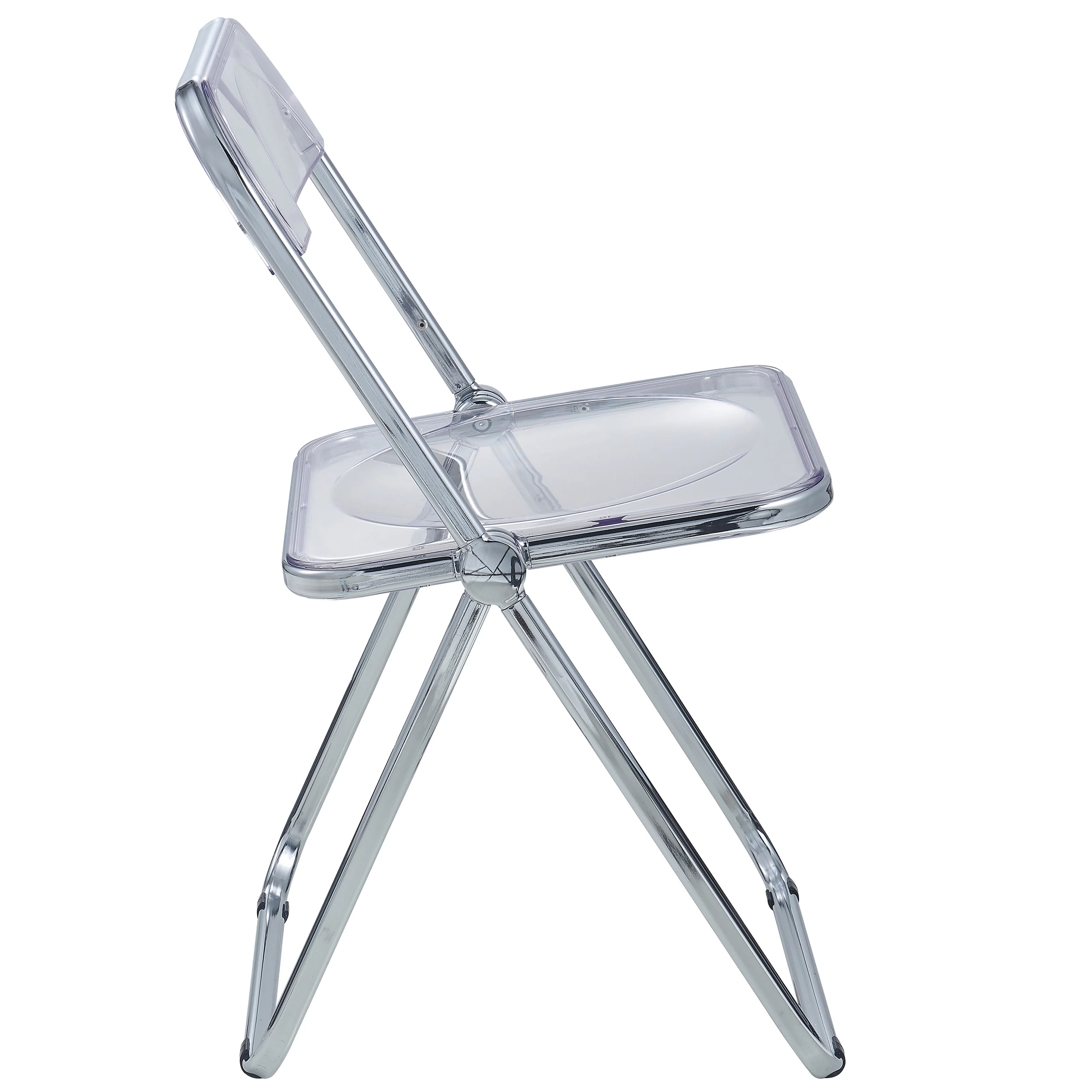 Lawrence Acrylic Folding Chair With Metal Frame, Set of 2