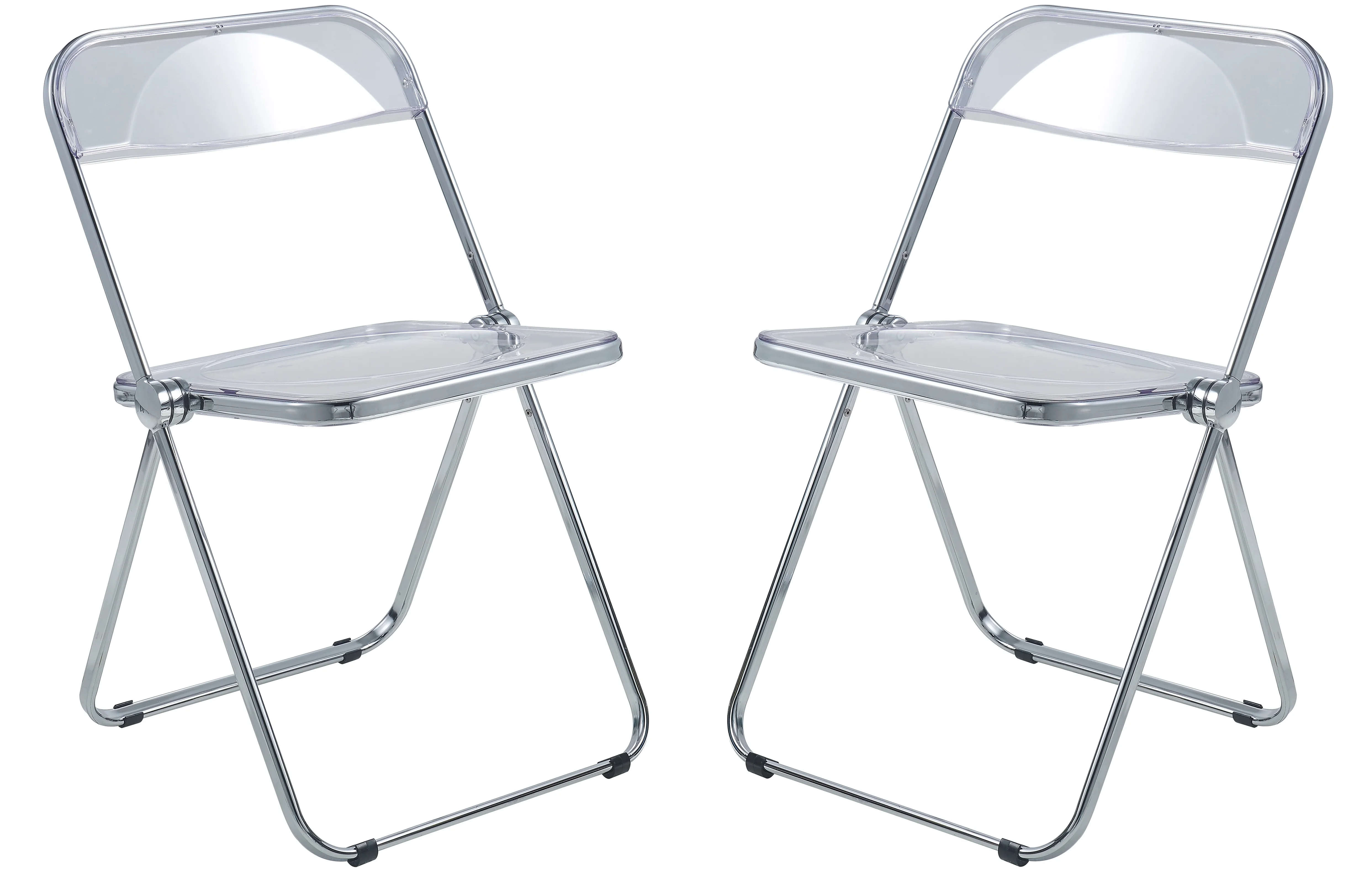 Lawrence Acrylic Folding Chair With Metal Frame, Set of 2