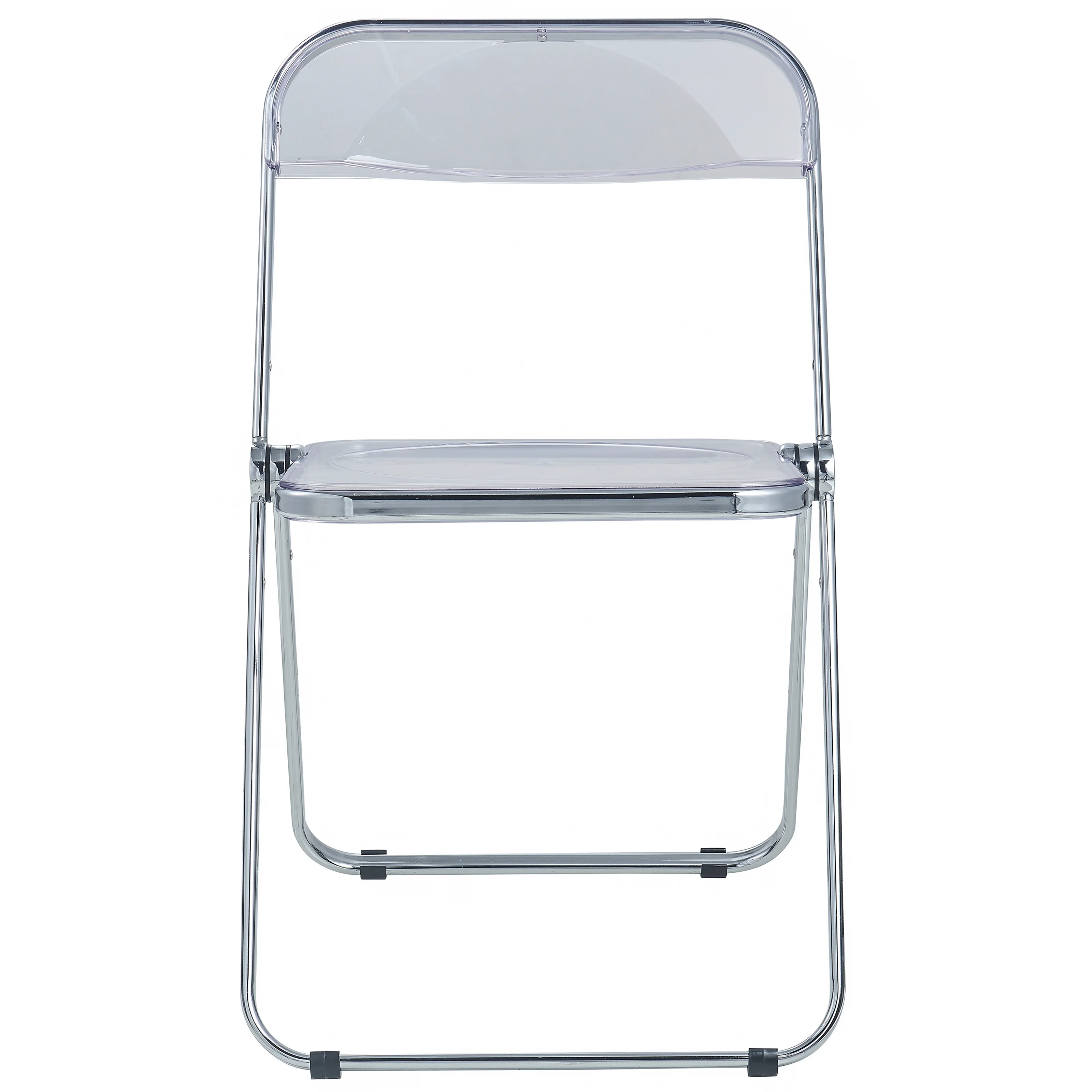 Lawrence Acrylic Folding Chair With Metal Frame, Set of 2