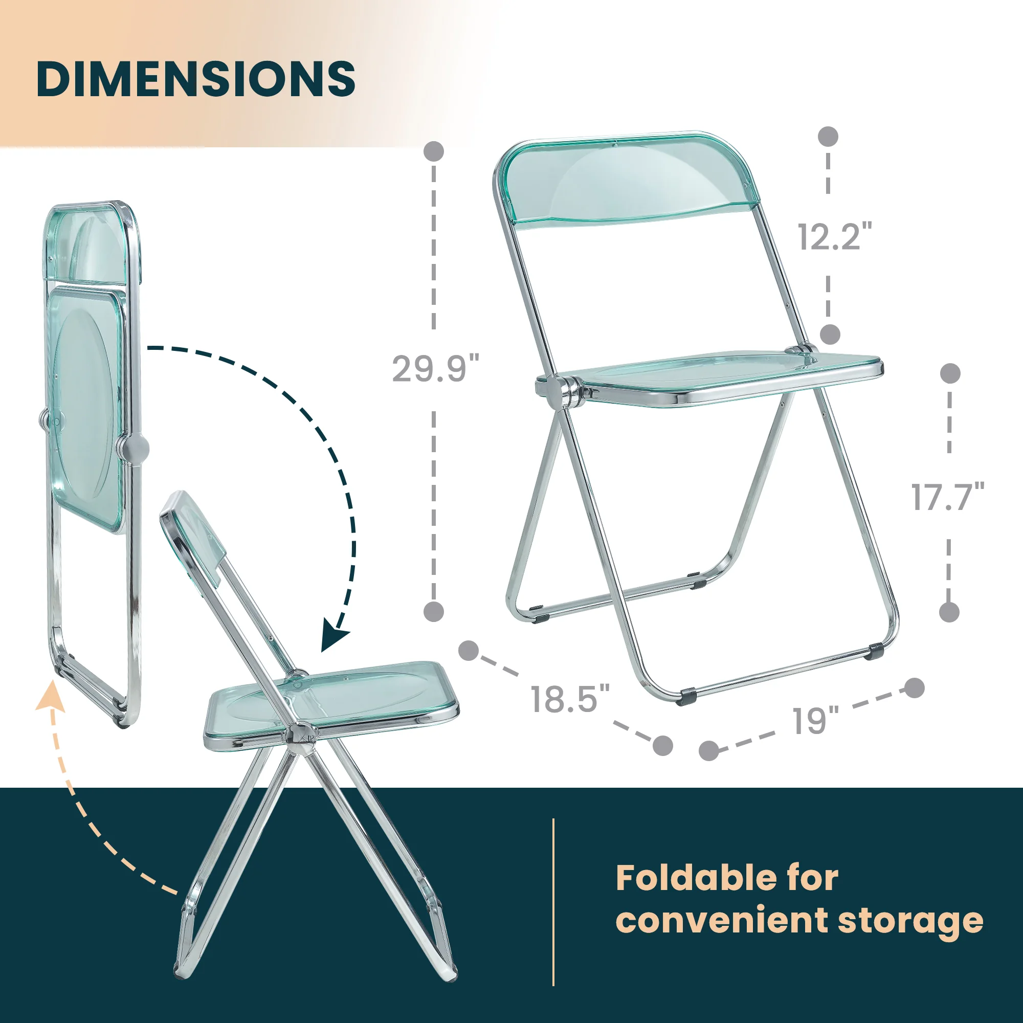 Lawrence Acrylic Folding Chair With Metal Frame