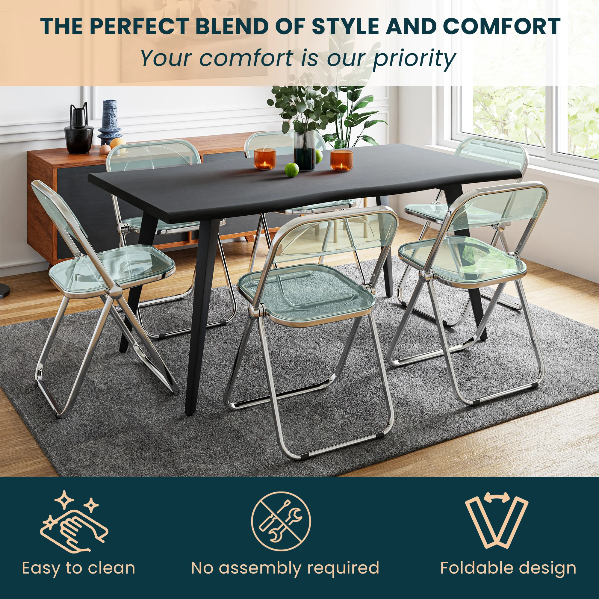 Lawrence Acrylic Folding Chair With Metal Frame