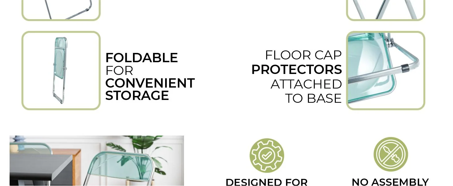 Lawrence Acrylic Folding Chair With Metal Frame