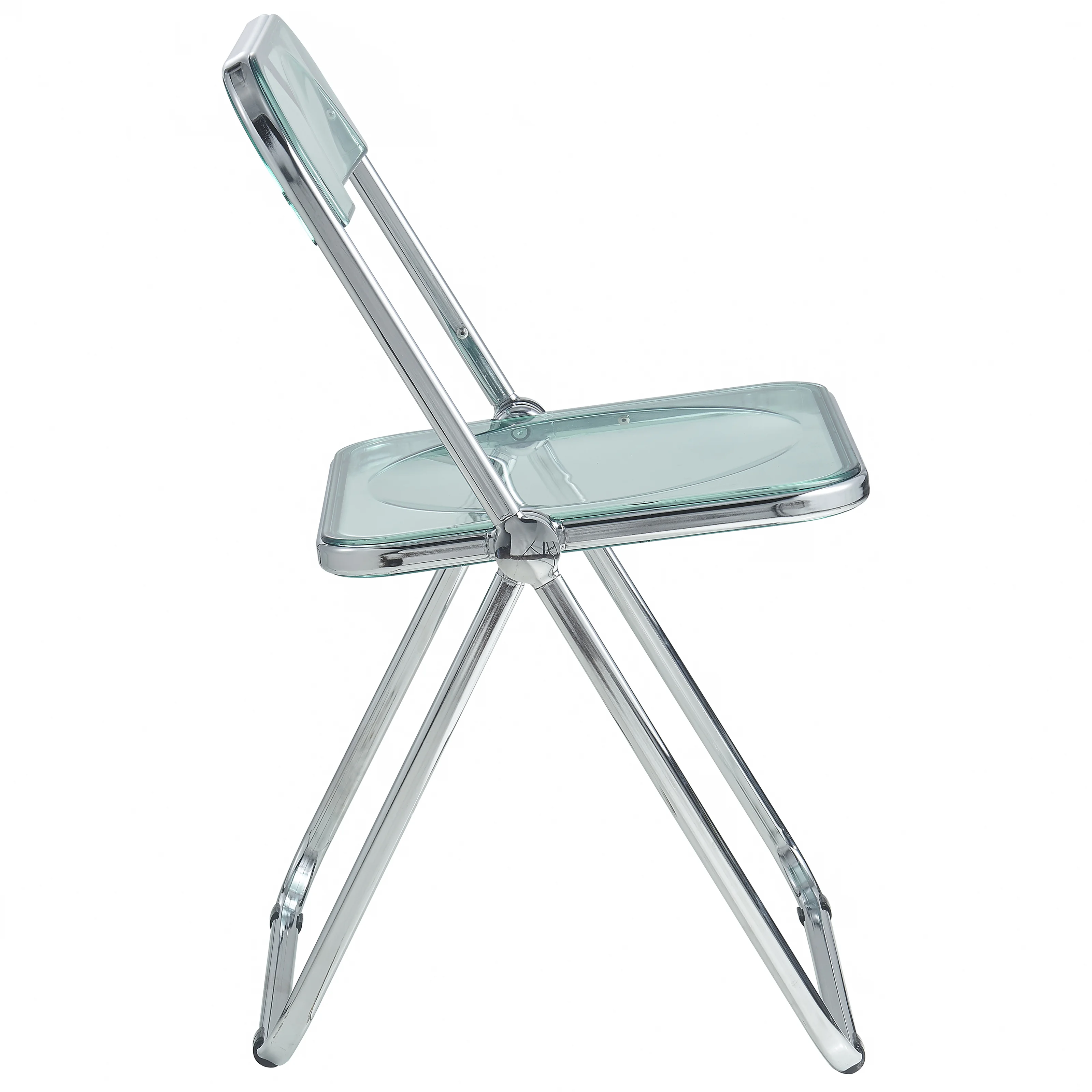 Lawrence Acrylic Folding Chair With Metal Frame, Set of 2