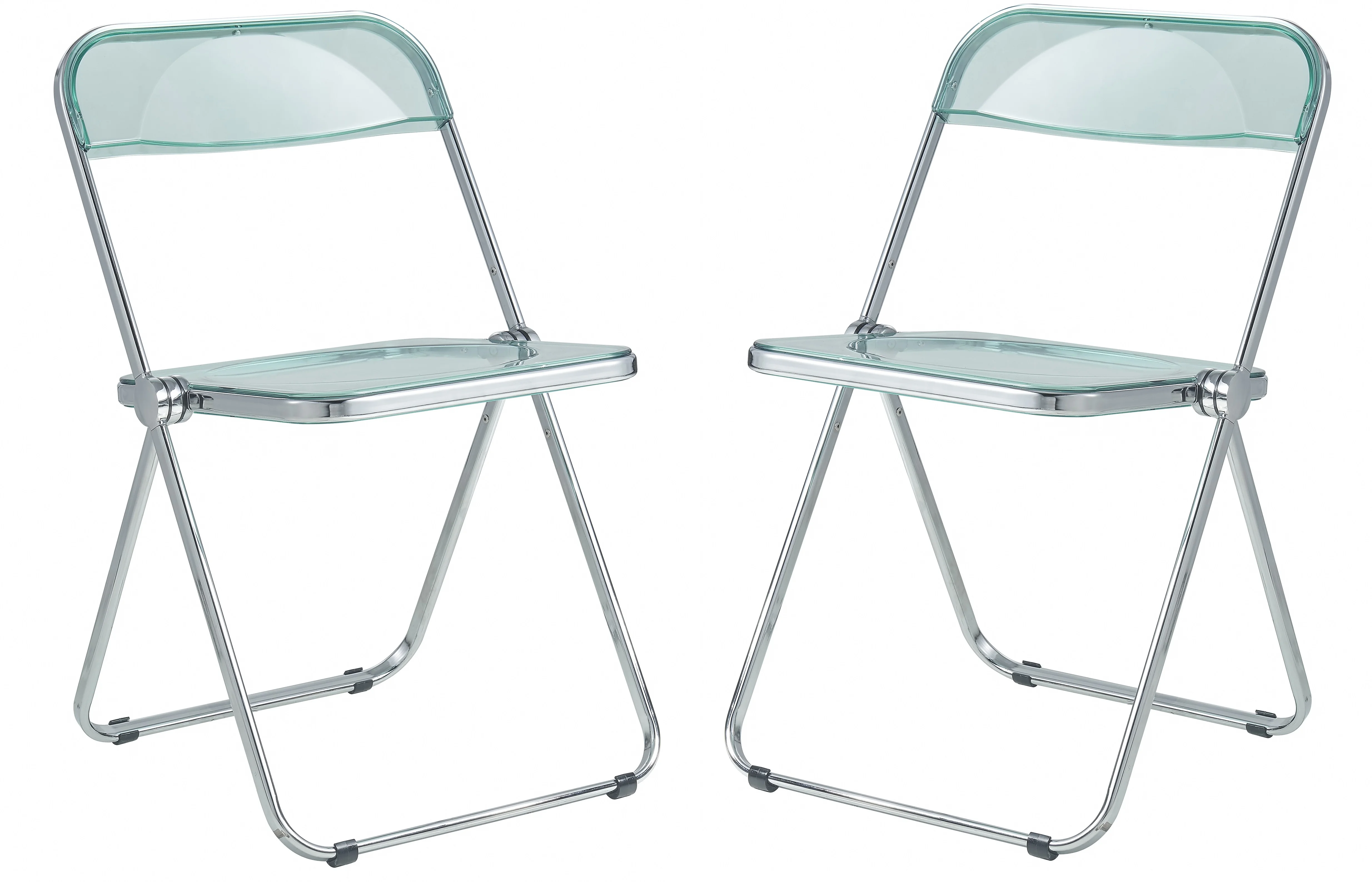 Lawrence Acrylic Folding Chair With Metal Frame, Set of 2