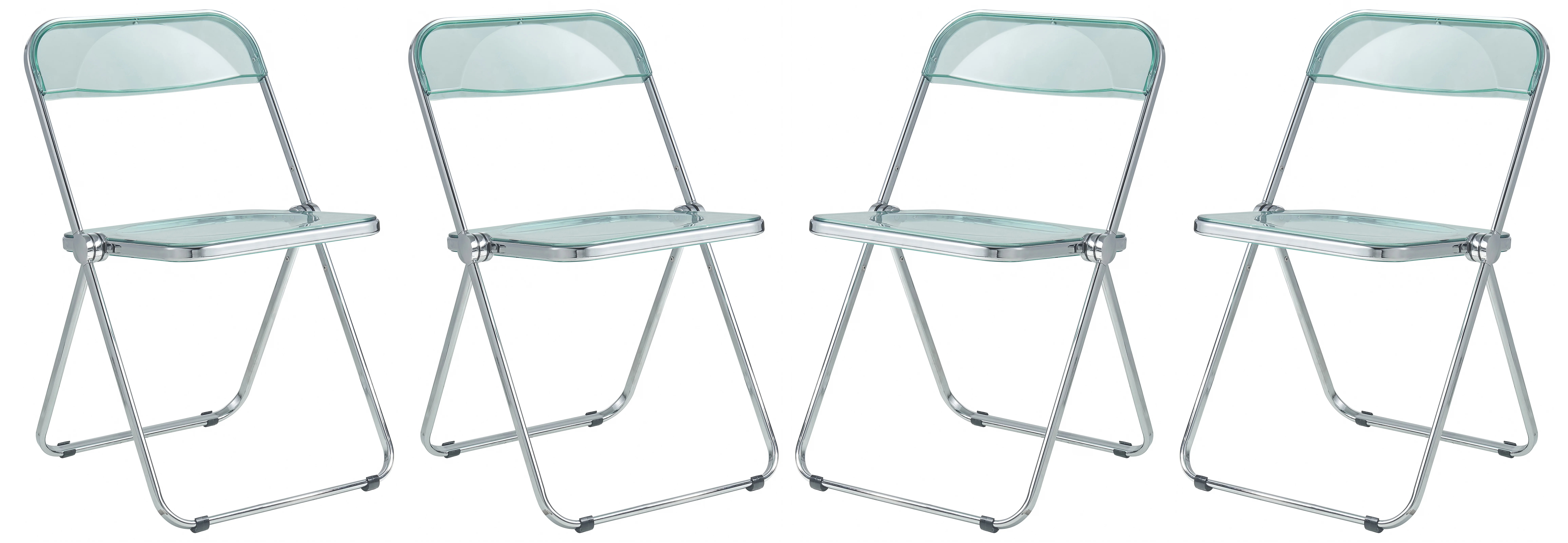 Lawrence Acrylic Folding Chair With Metal Frame, Set of 4