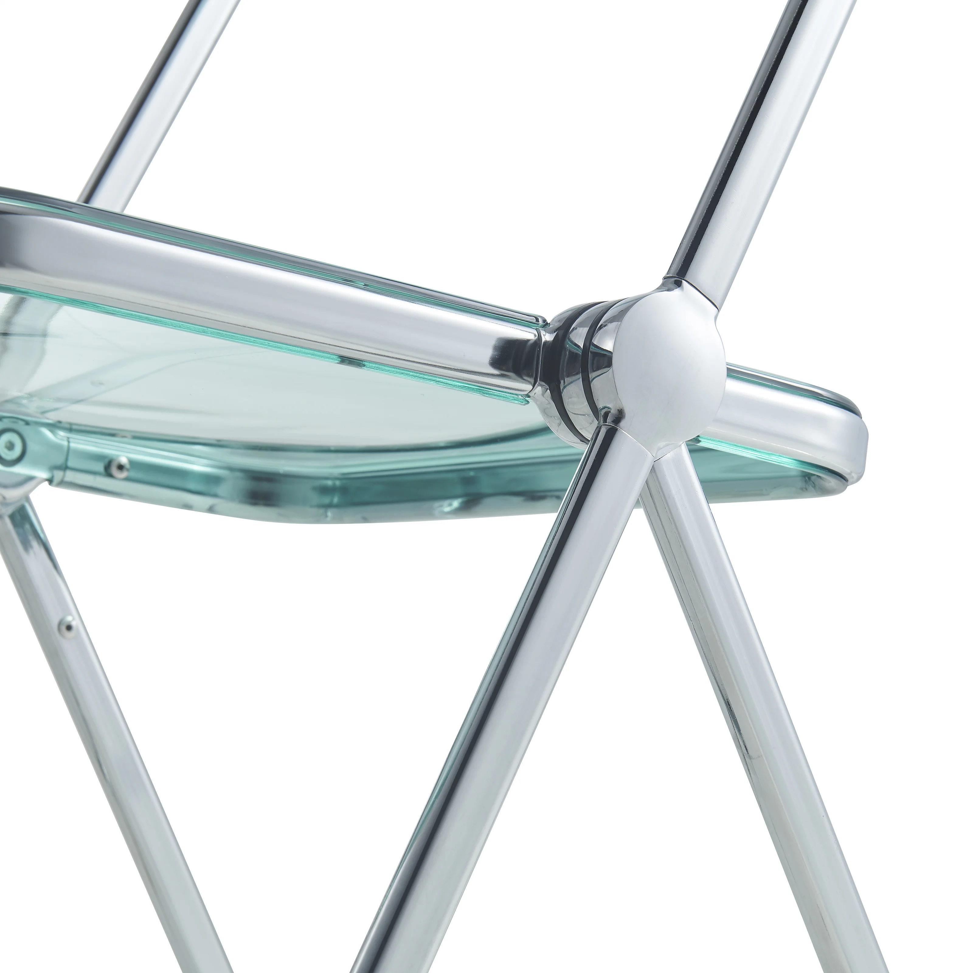 Lawrence Acrylic Folding Chair With Metal Frame, Set of 4