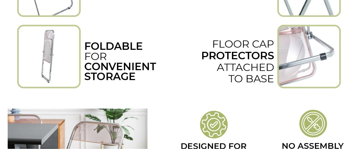 Lawrence Acrylic Folding Chair With Metal Frame