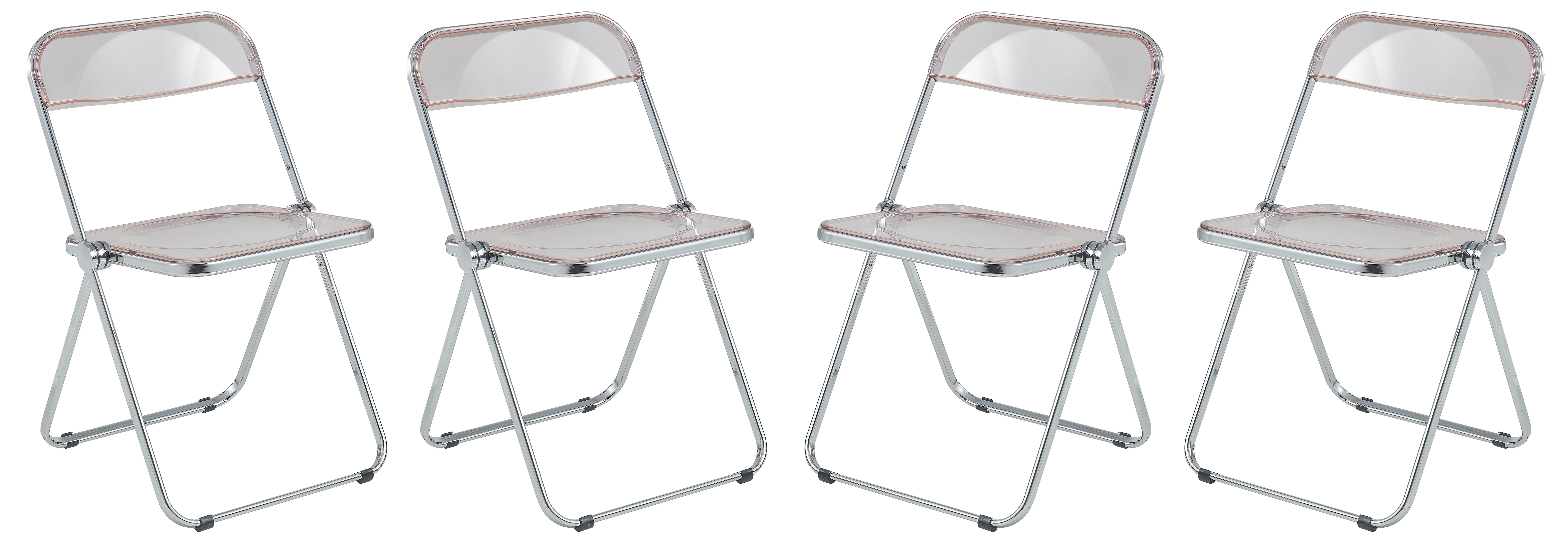 Lawrence Acrylic Folding Chair With Metal Frame, Set of 4