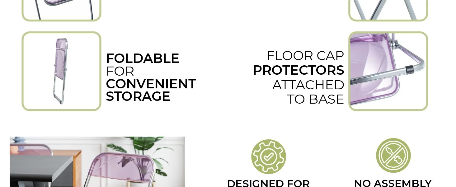 Lawrence Acrylic Folding Chair With Metal Frame