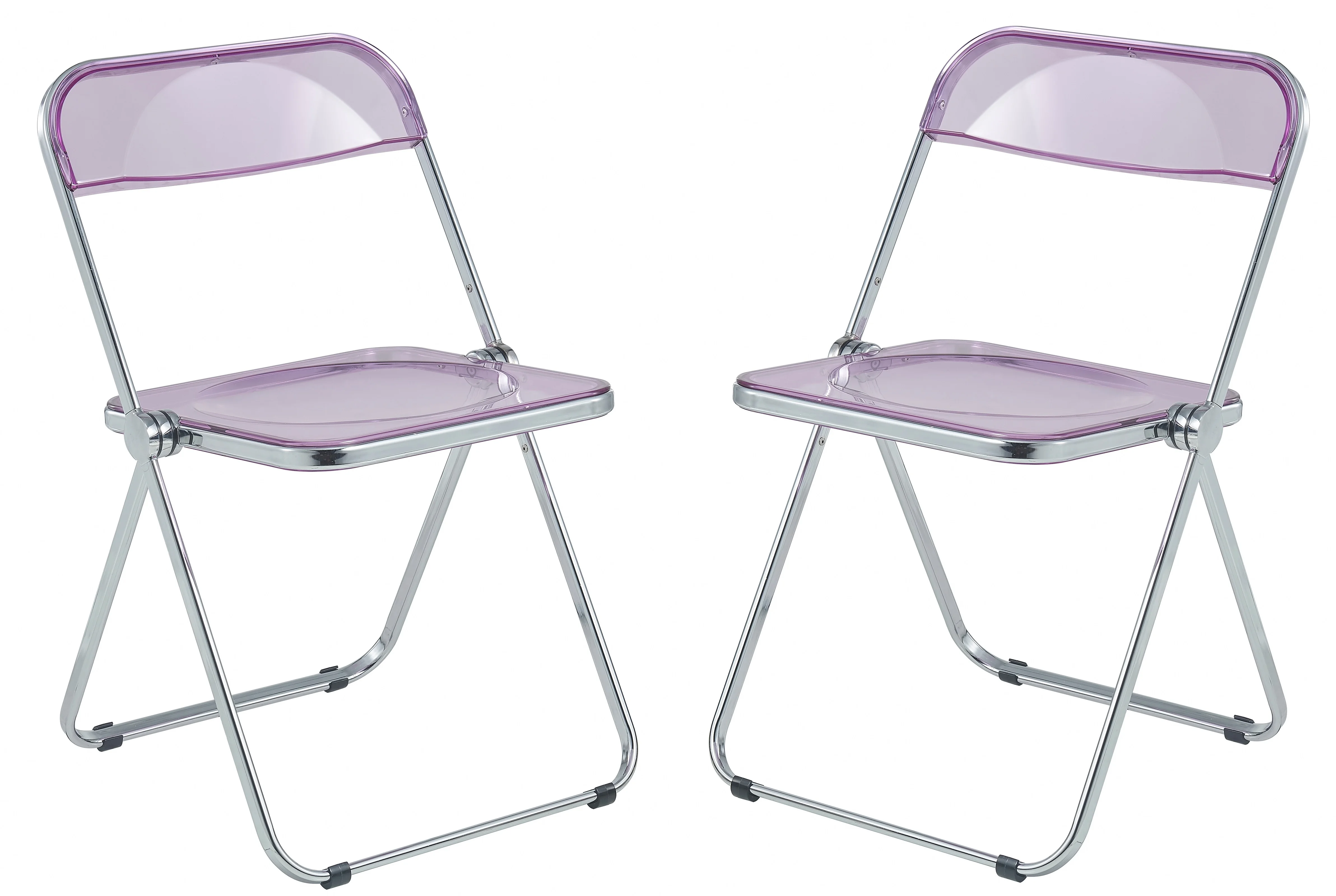 Lawrence Acrylic Folding Chair With Metal Frame, Set of 2