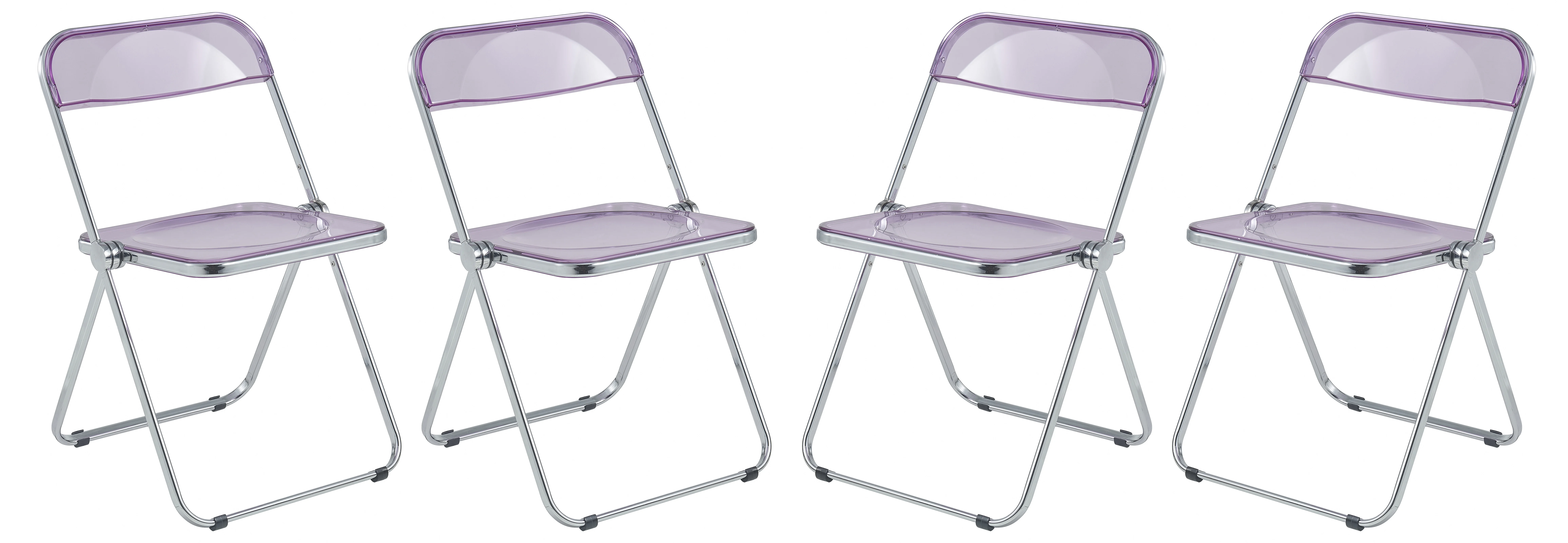 Lawrence Acrylic Folding Chair With Metal Frame, Set of 4