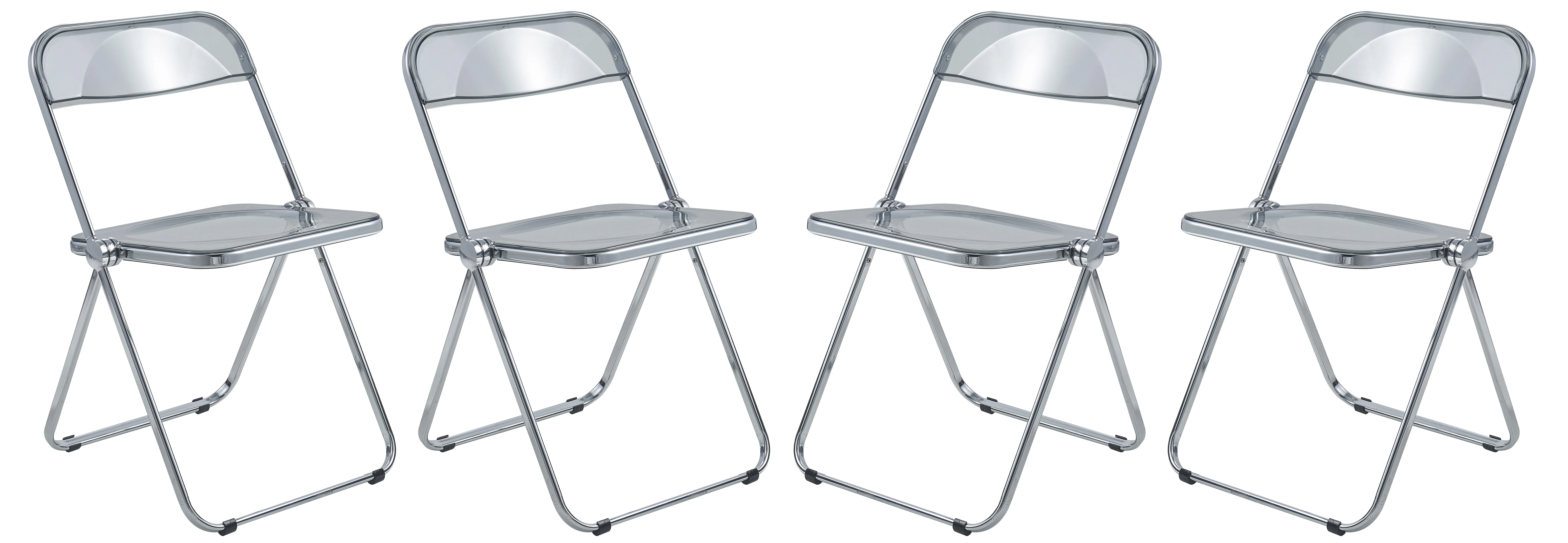 Lawrence Acrylic Folding Chair With Metal Frame, Set of 4