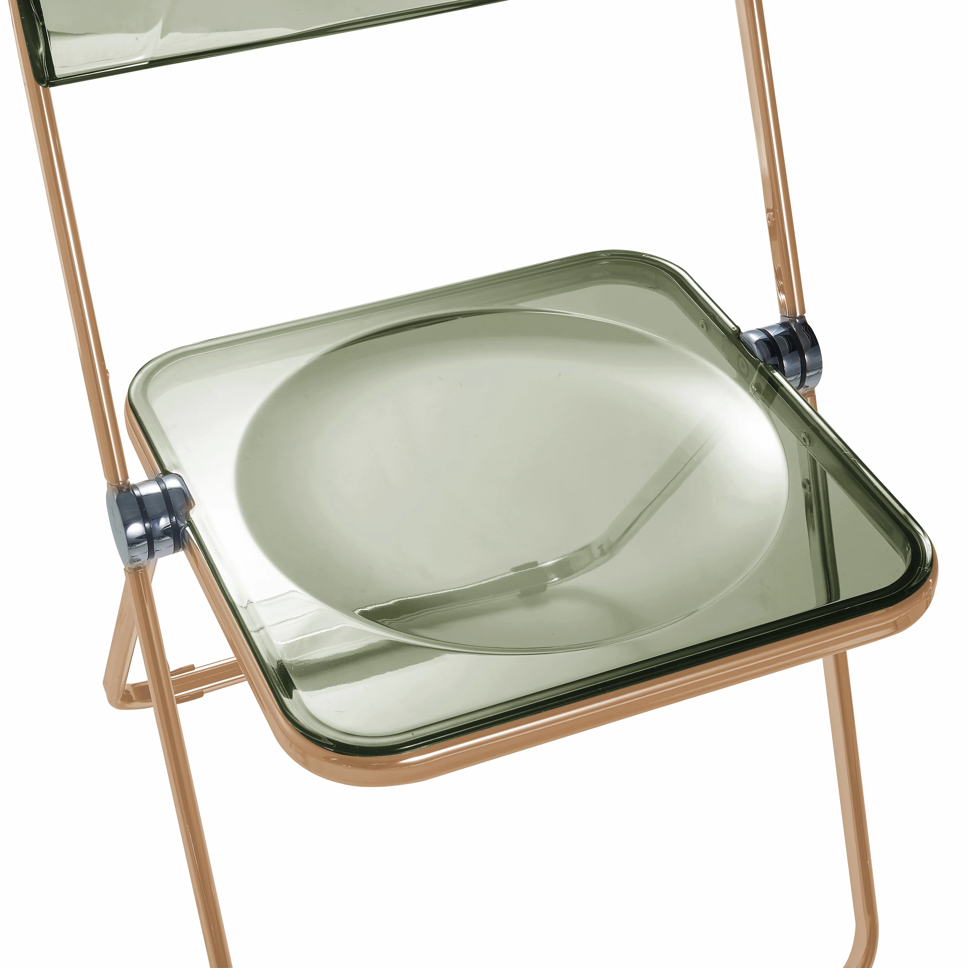 Lawrence Acrylic Folding Chair With Gold Metal Frame, Set of 2