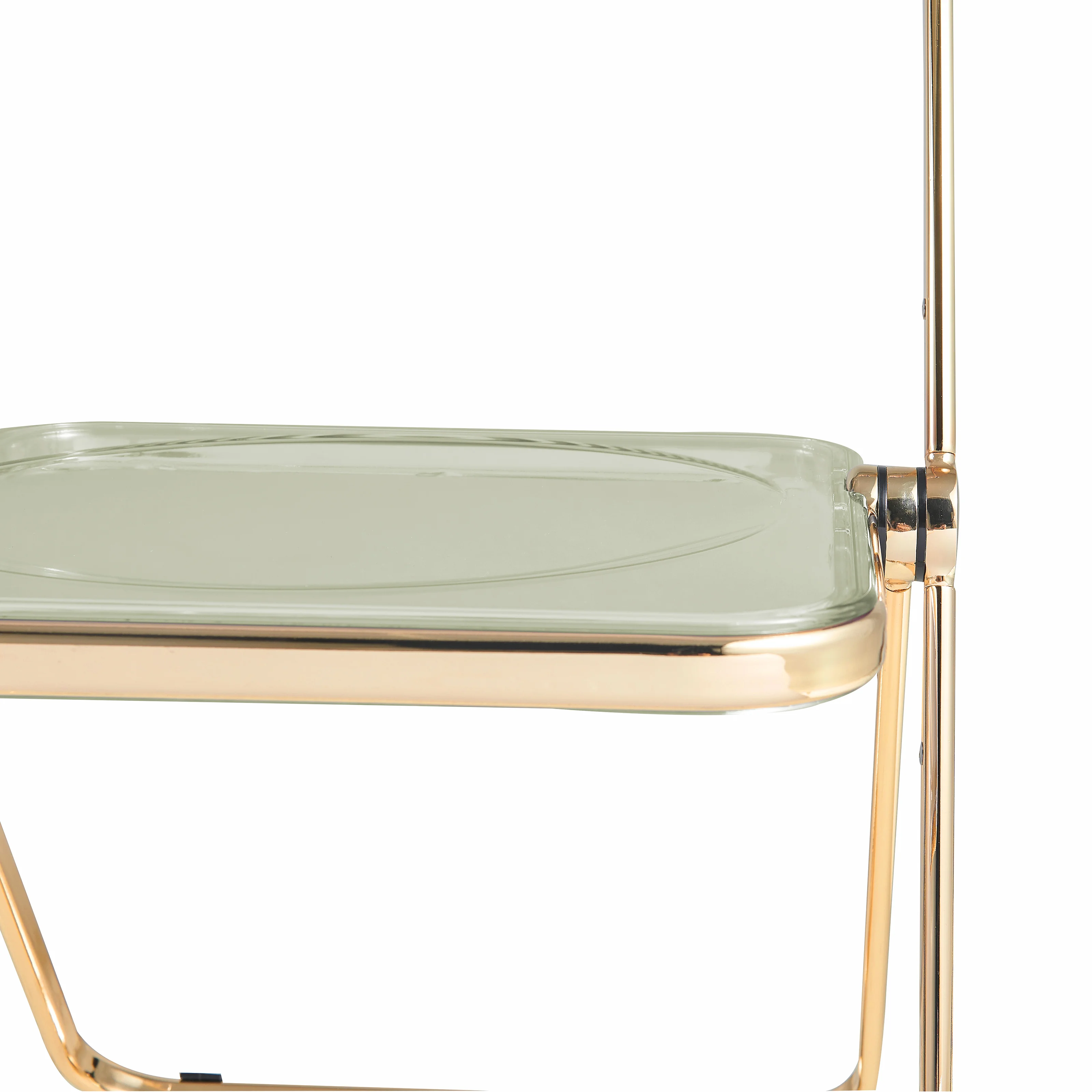 Lawrence Acrylic Folding Chair With Gold Metal Frame, Set of 2