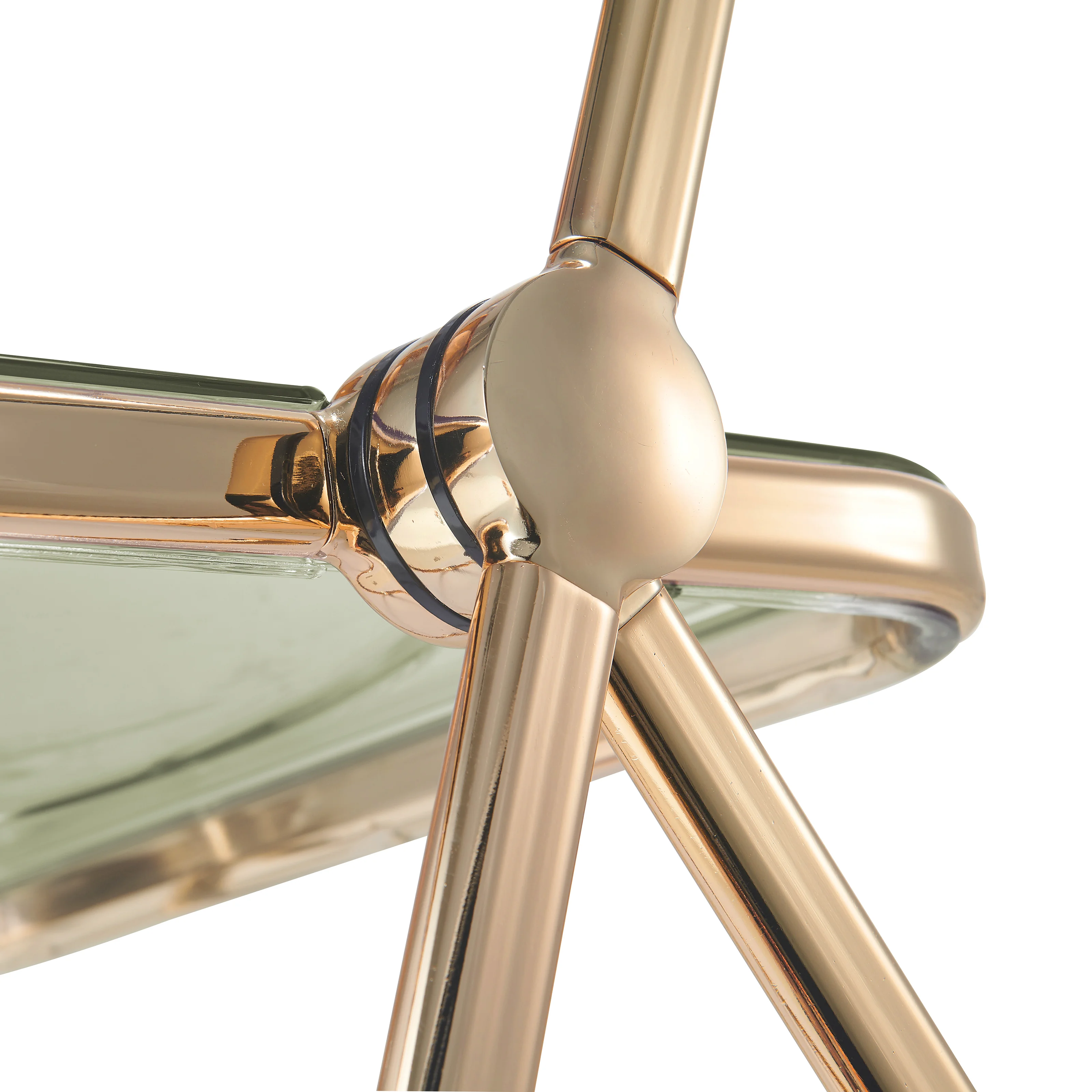 Lawrence Acrylic Folding Chair With Gold Metal Frame, Set of 2