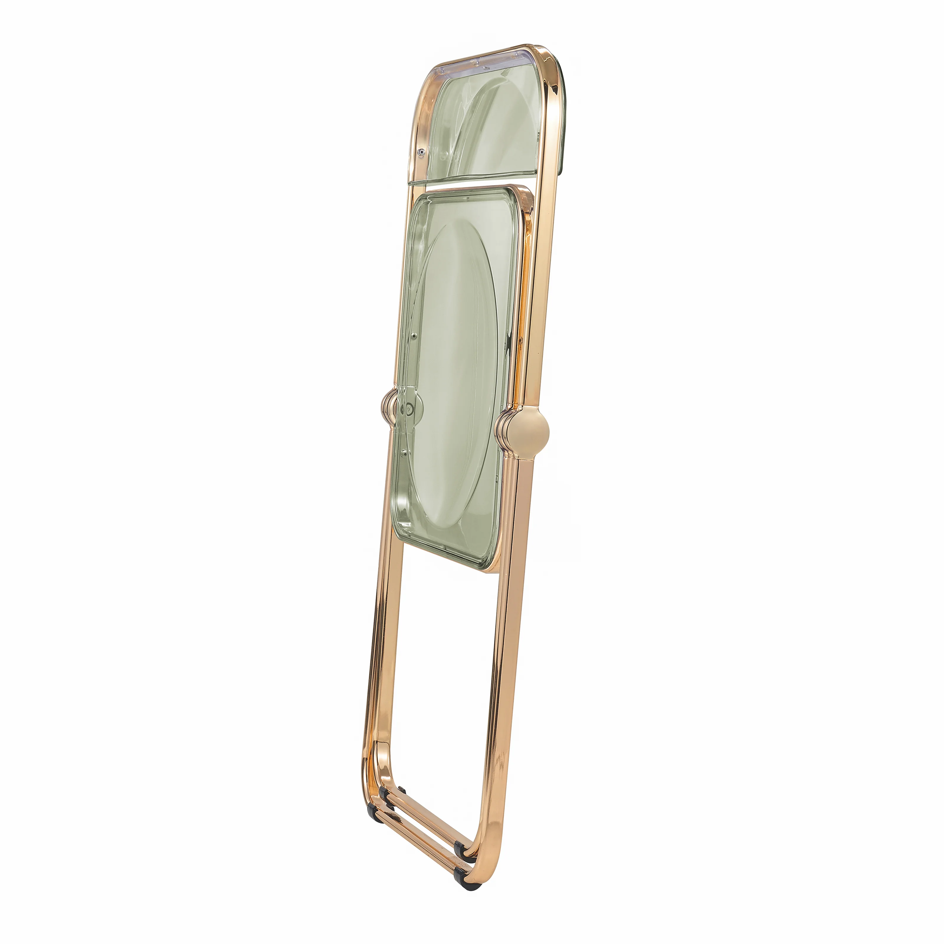 Lawrence Acrylic Folding Chair With Gold Metal Frame, Set of 2