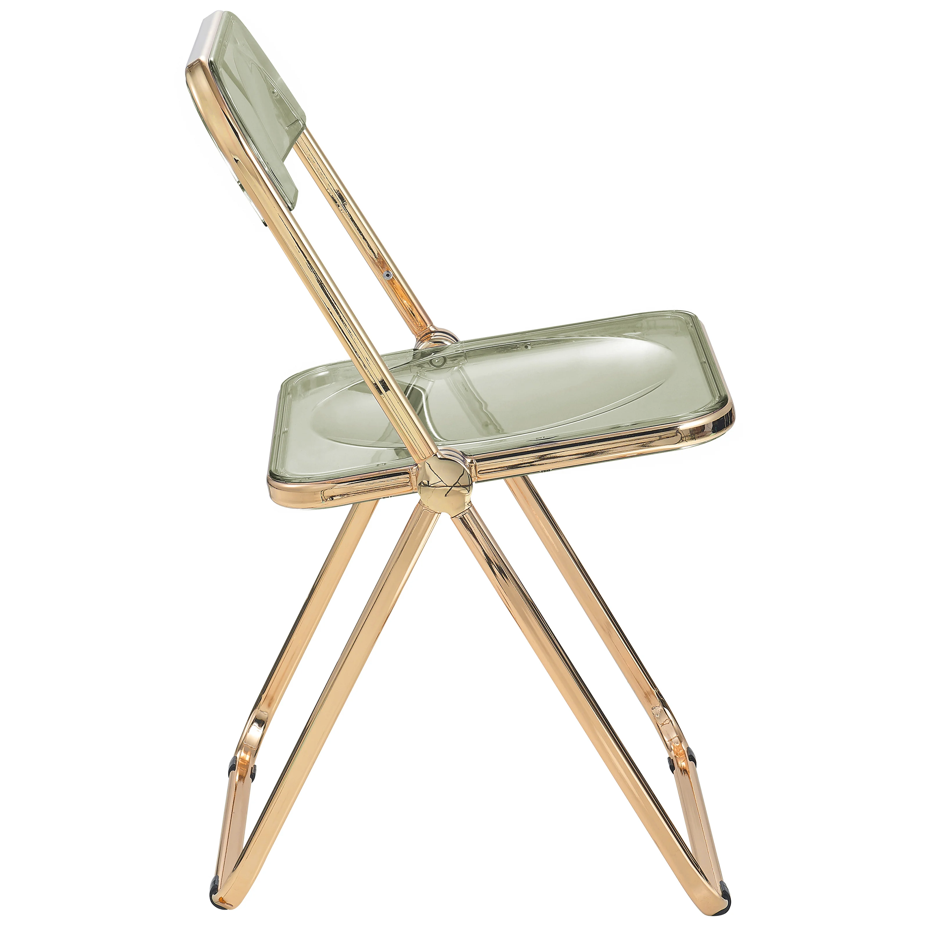 Lawrence Acrylic Folding Chair With Gold Metal Frame, Set of 4