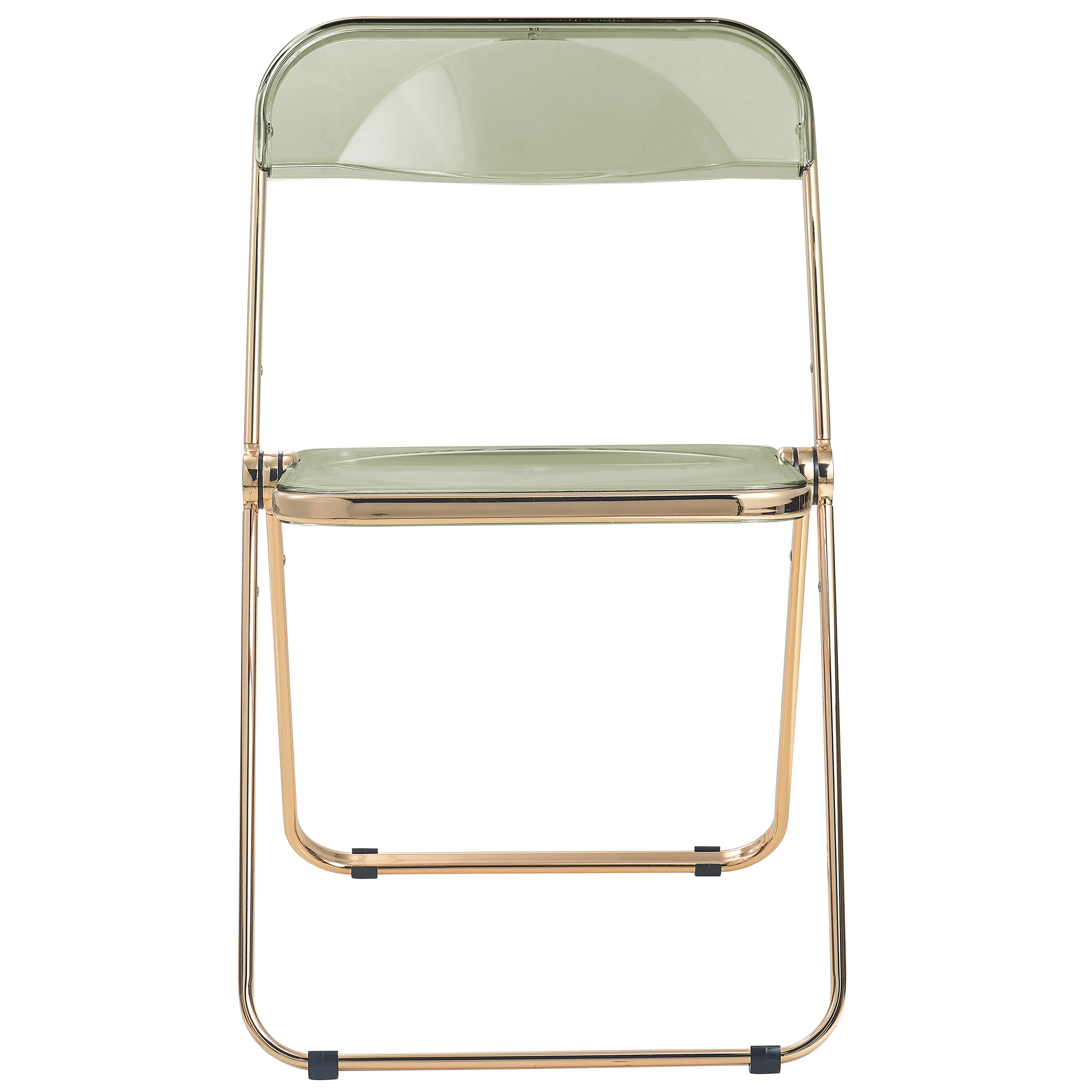 Lawrence Acrylic Folding Chair With Gold Metal Frame, Set of 4